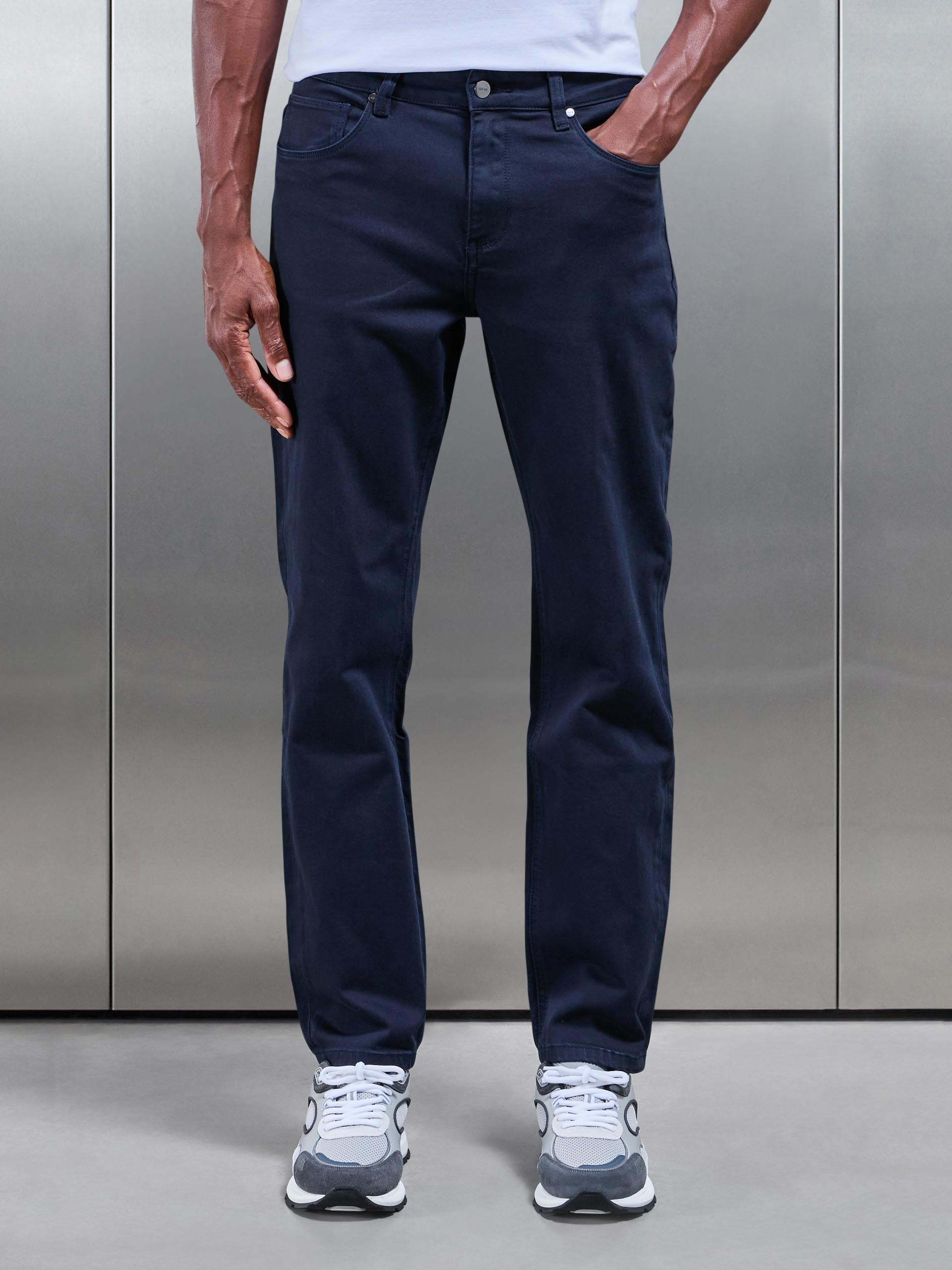 Mens Straight Leg Denim Jeans in Navy