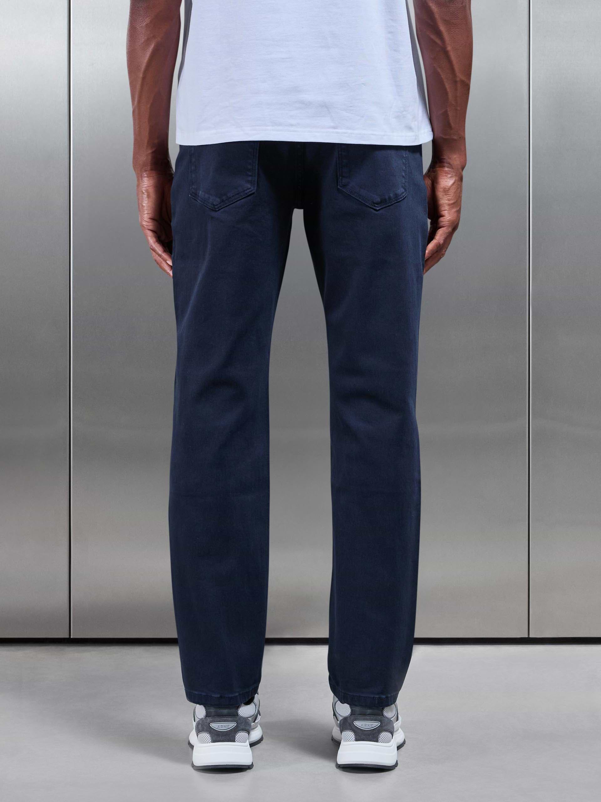 Straight Leg Denim Jeans in Navy