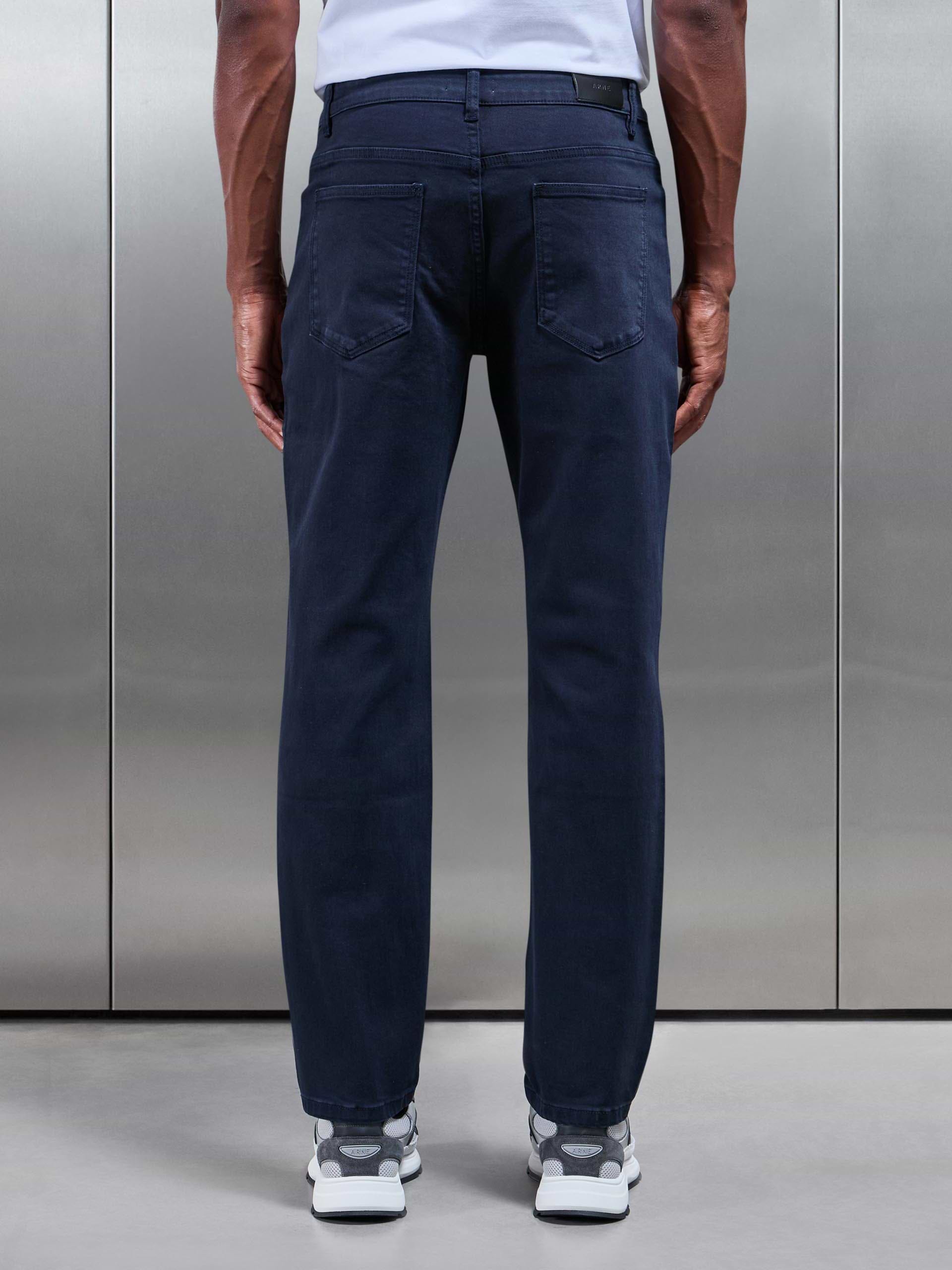 Straight Leg Denim Jeans in Navy