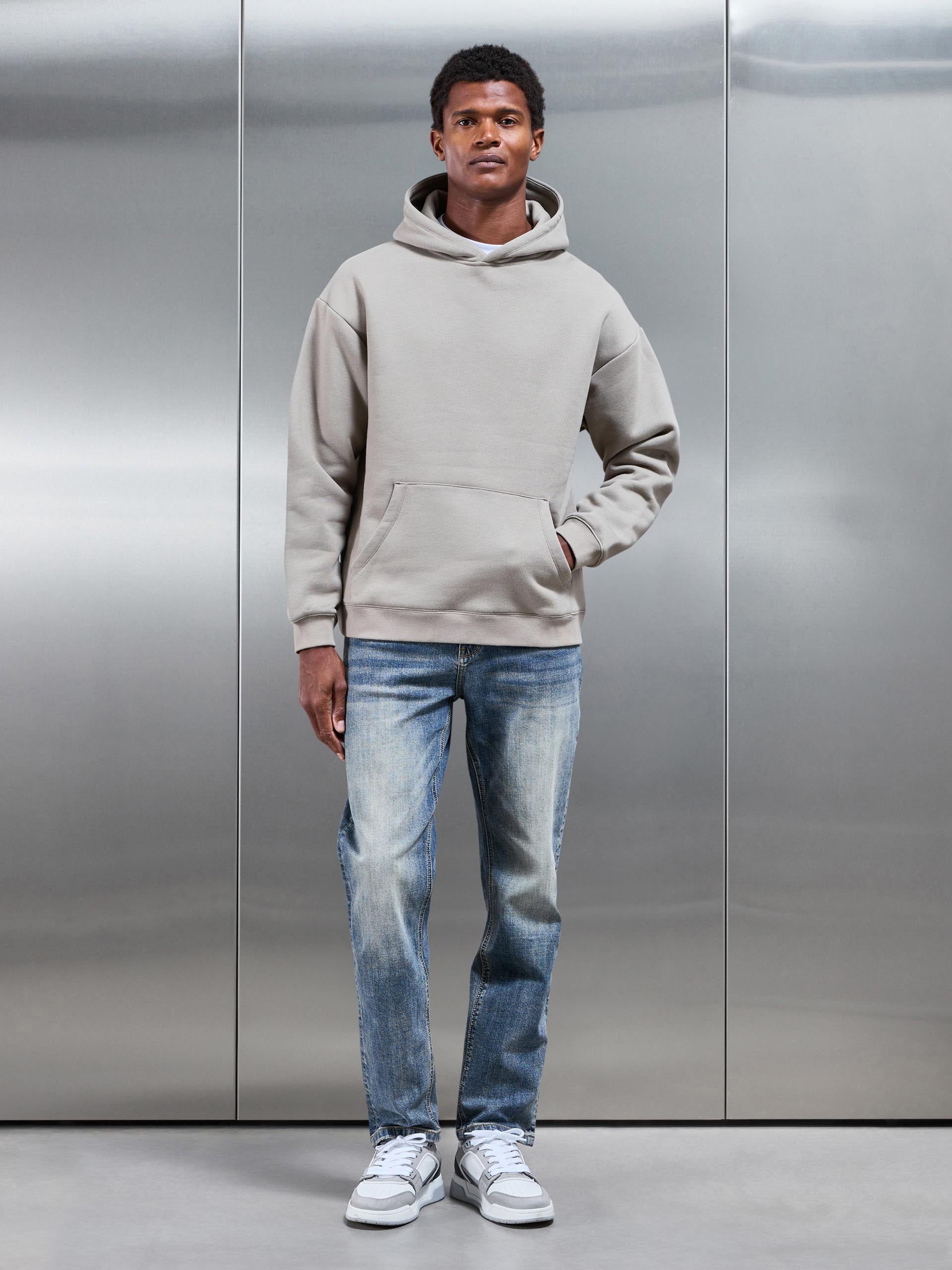 Mens Straight Leg Denim Jeans in Sand Wash