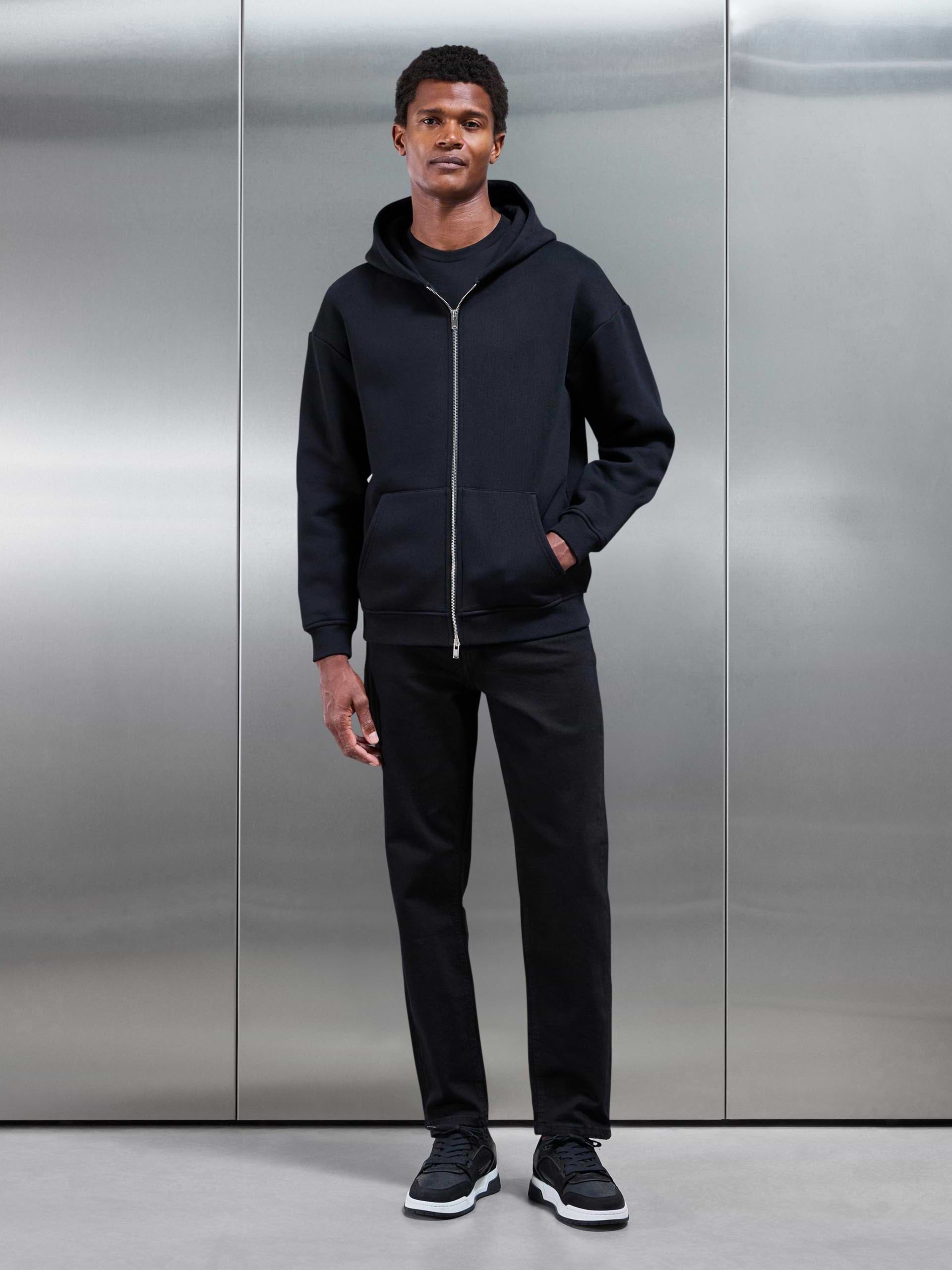 Straight Leg Denim Jeans in Solid Black