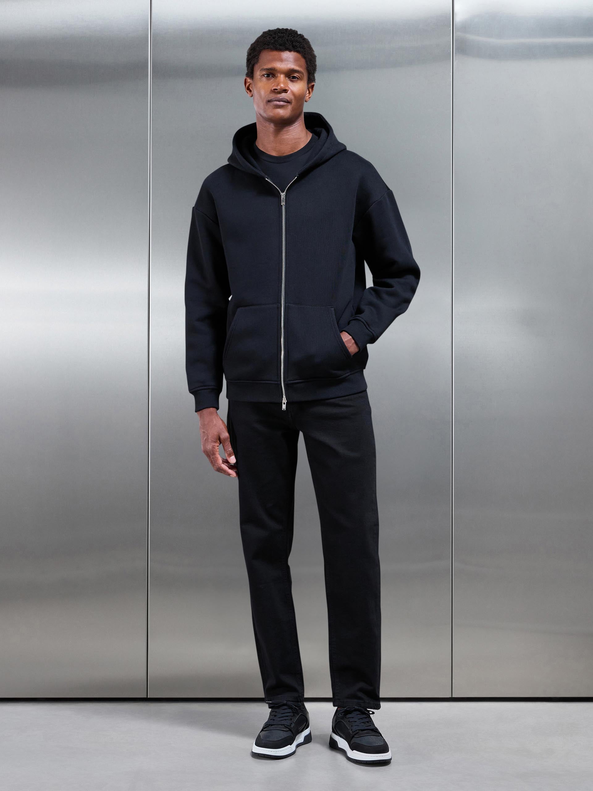Mens Straight Leg Denim Jeans in Solid Black