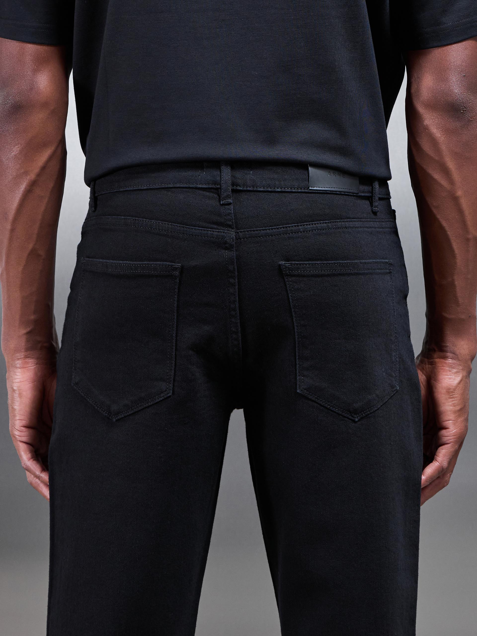 Mens Straight Leg Denim Jeans in Solid Black