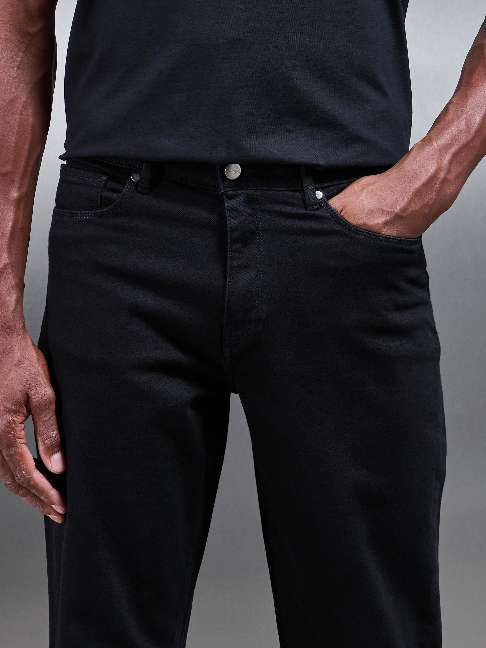 Mens Straight Leg Denim Jeans in Solid Black