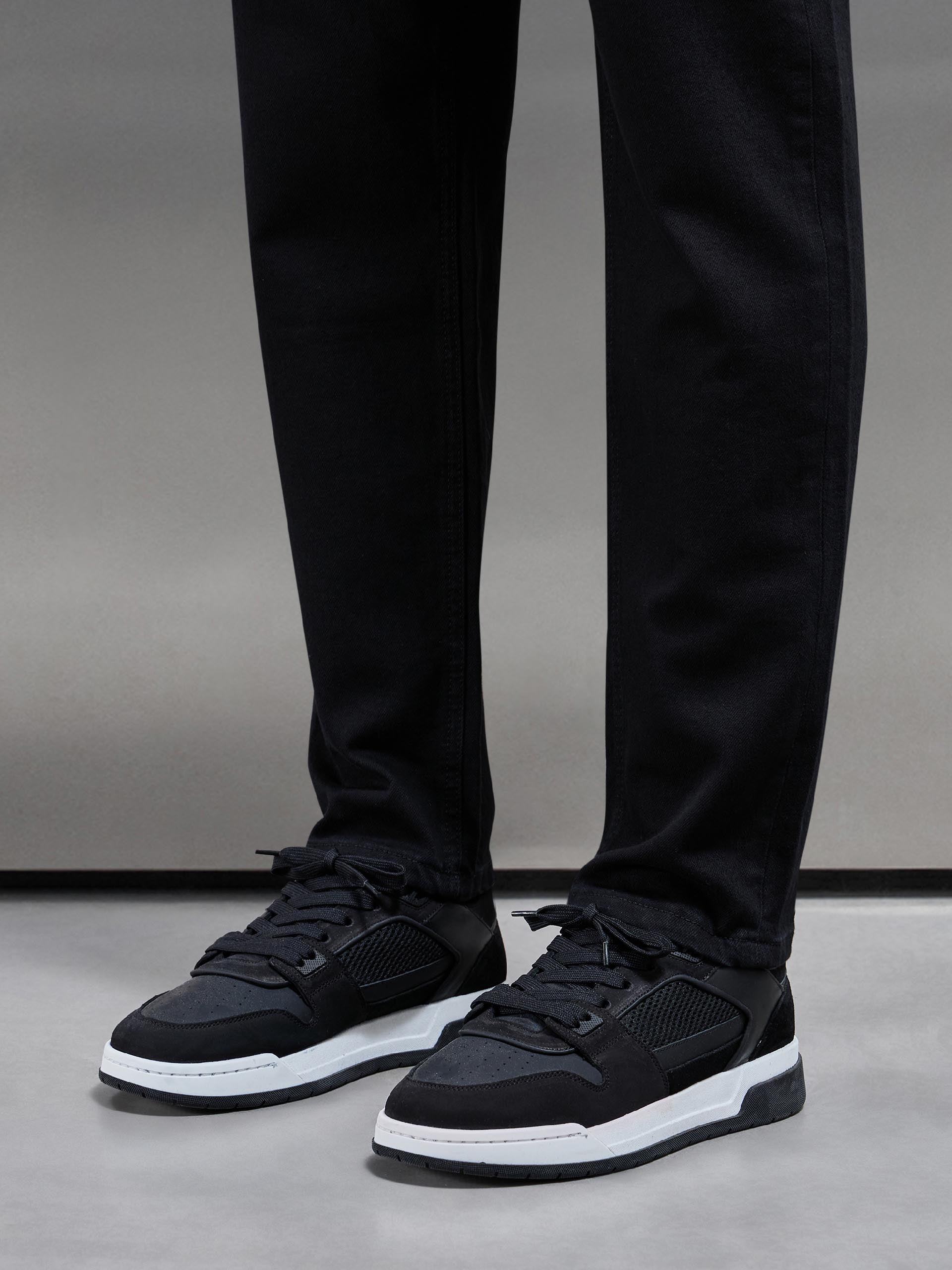 Mens Straight Leg Denim Jeans in Solid Black