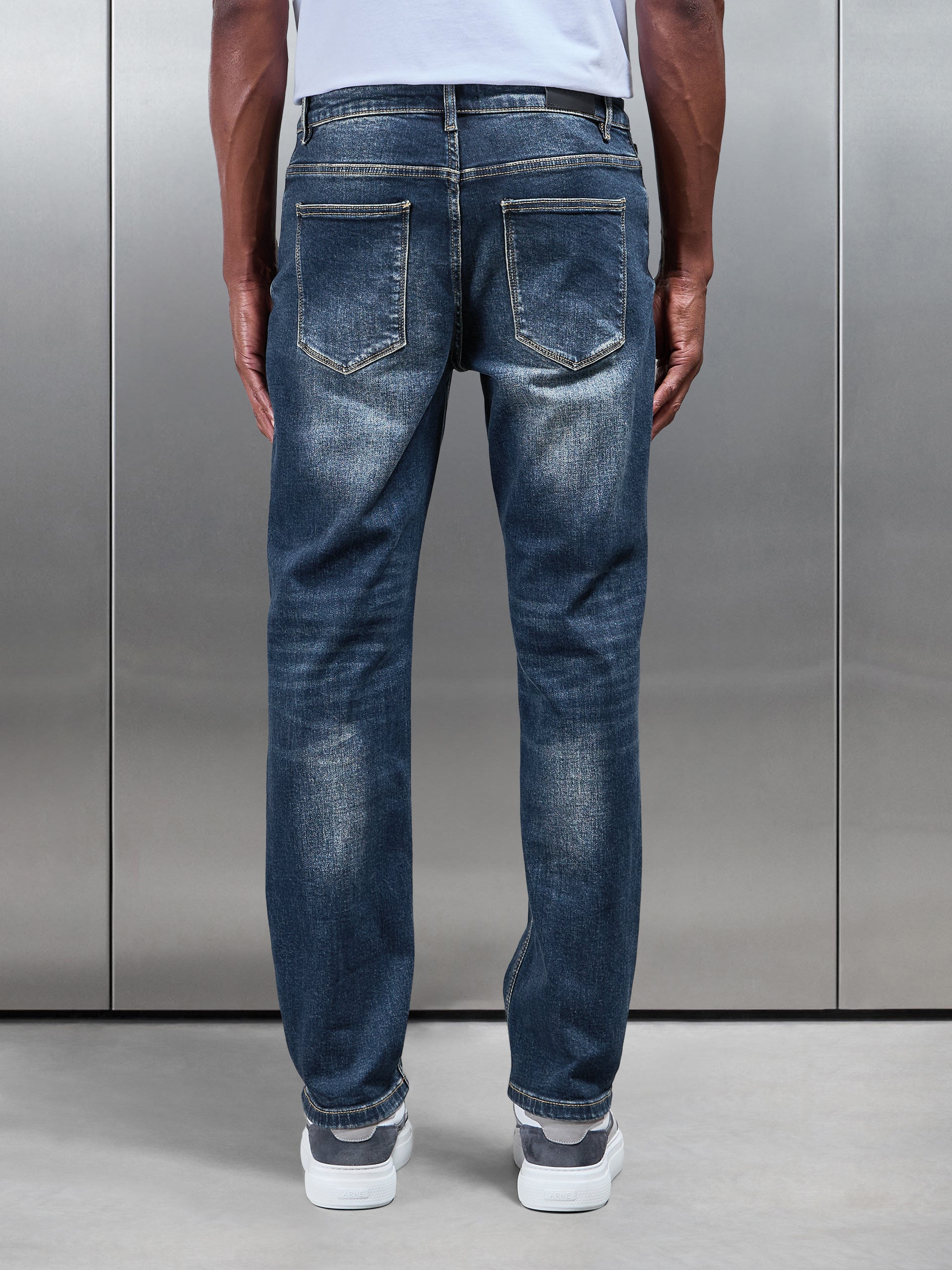 Mens Straight Leg Denim Jeans in Vintage Blue