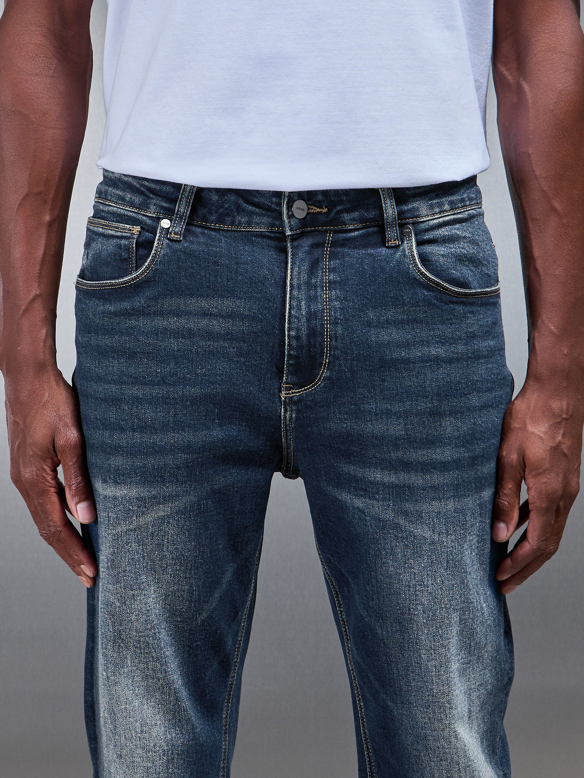 Mens Straight Leg Denim Jeans in Vintage Blue