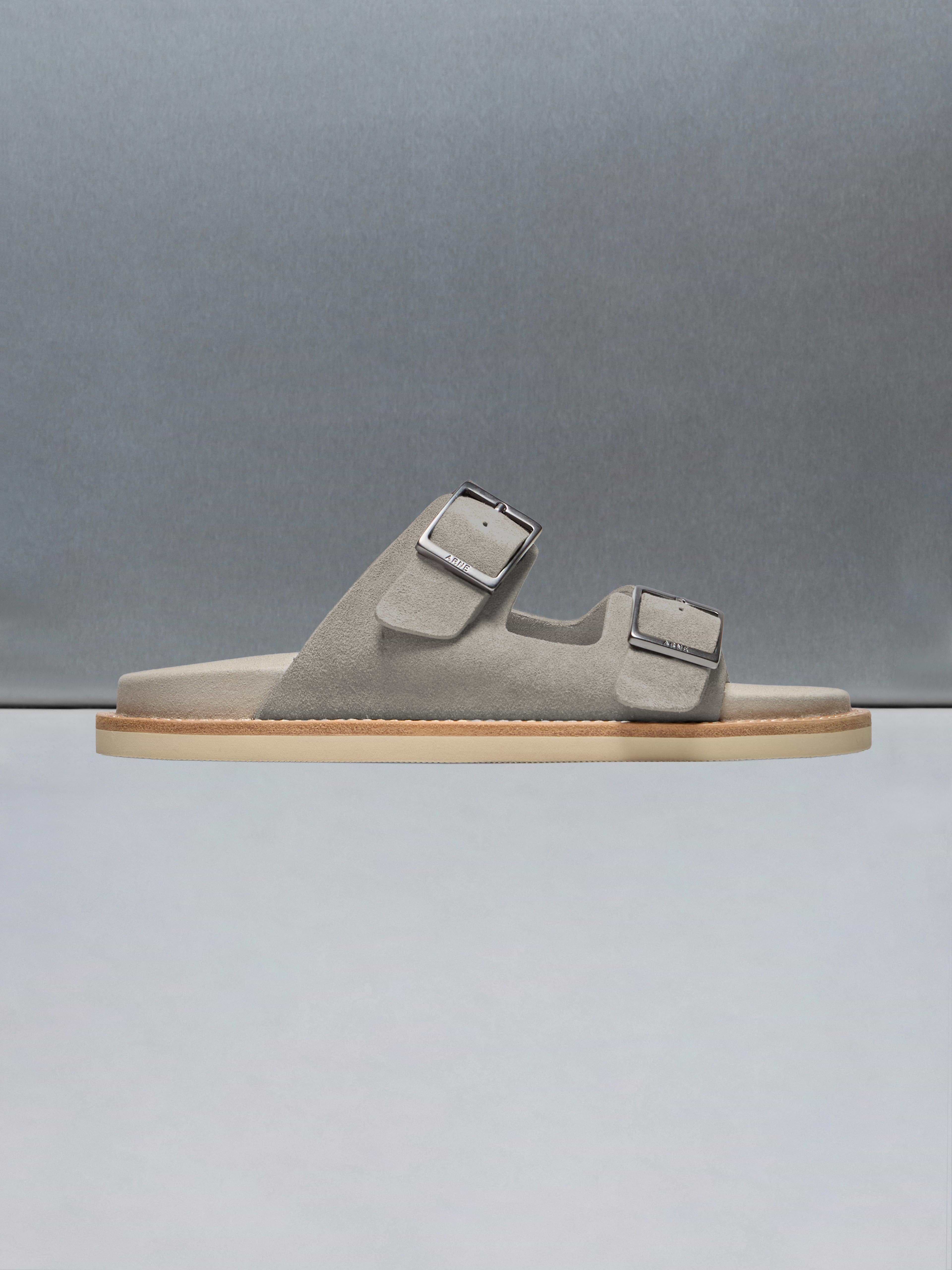 Suede Sandal in Dark Stone