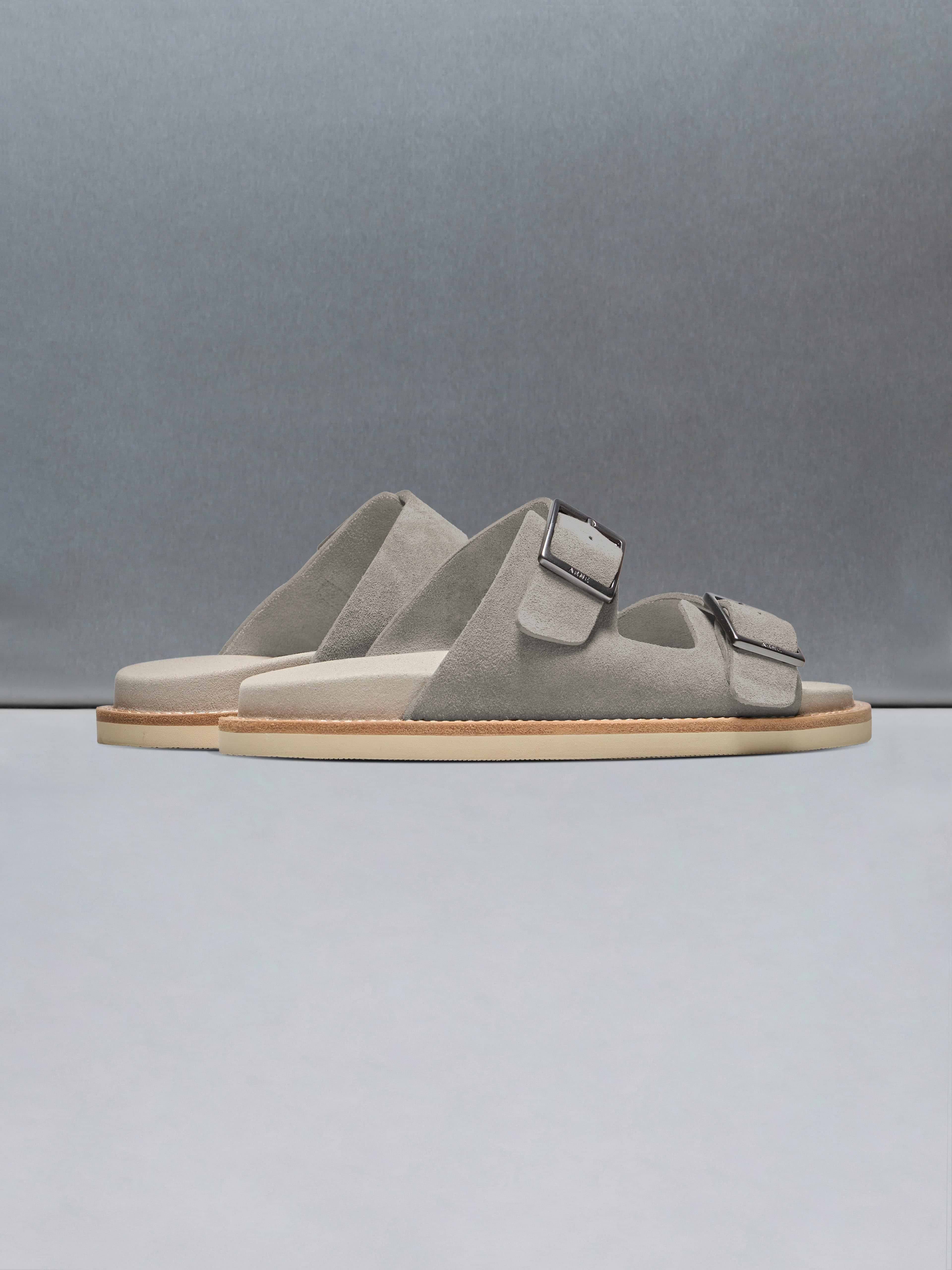 Suede Sandal in Dark Stone