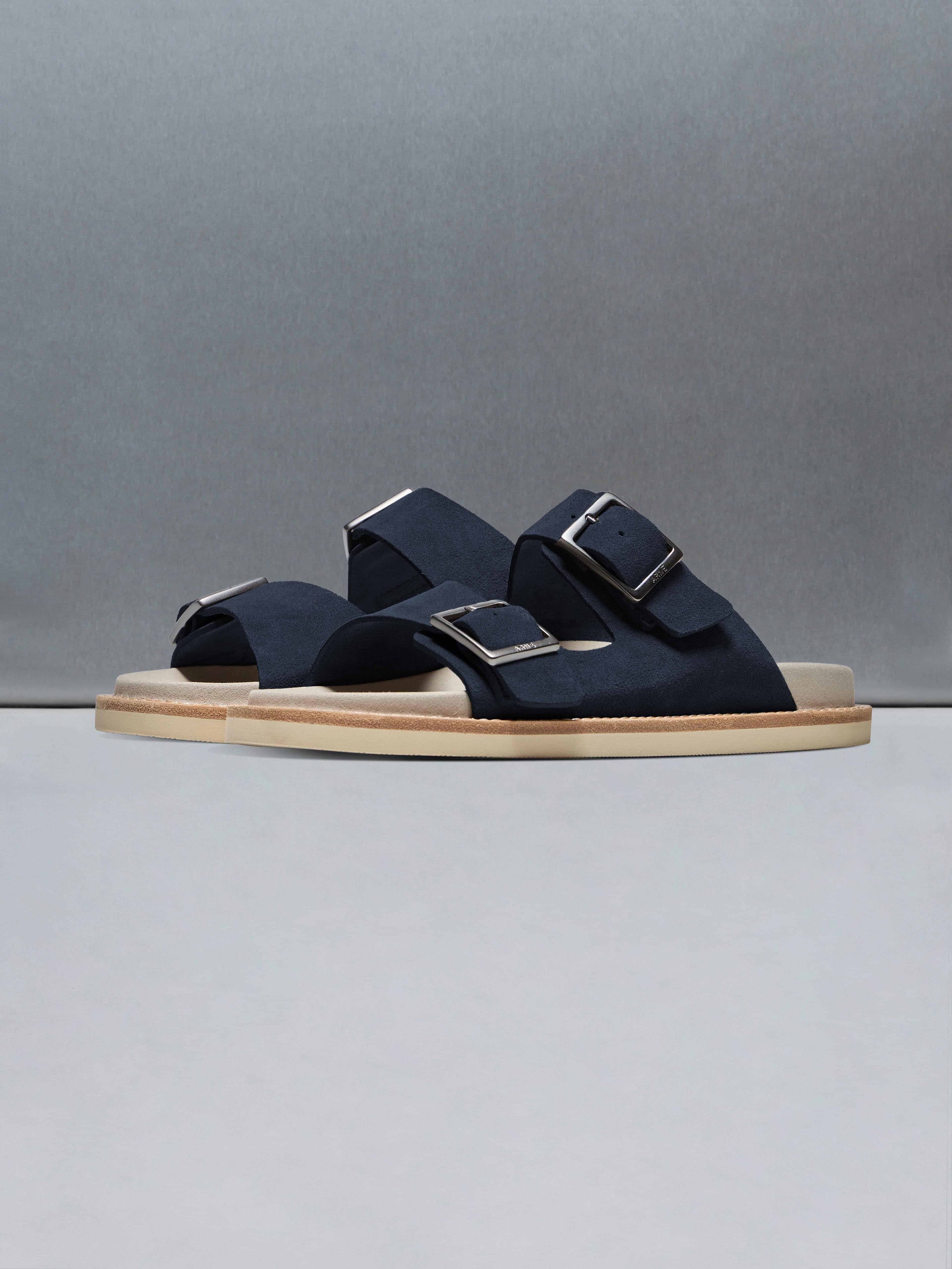 Mens Suede Sandal in Navy