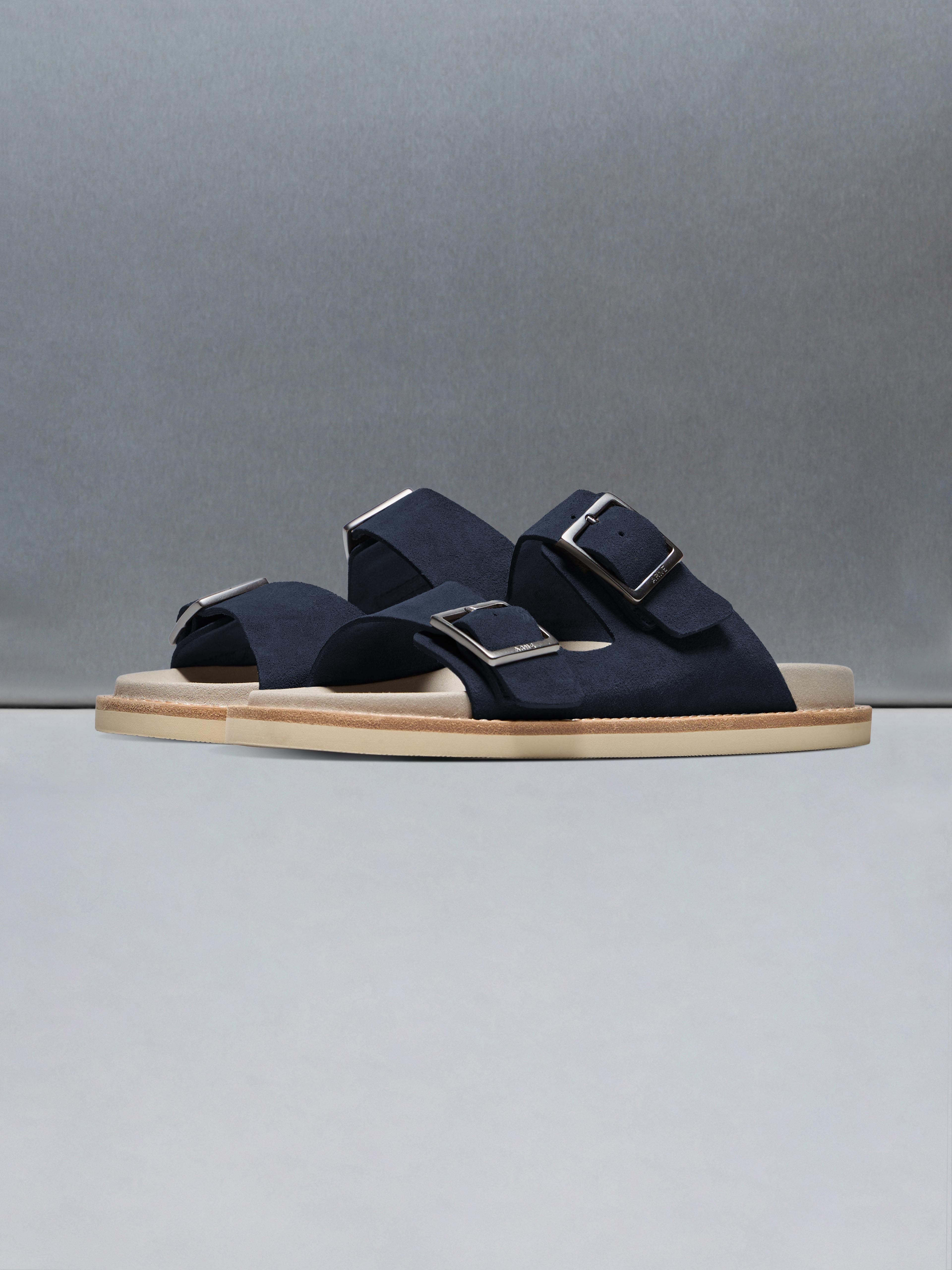 Mens Suede Sandal in Navy