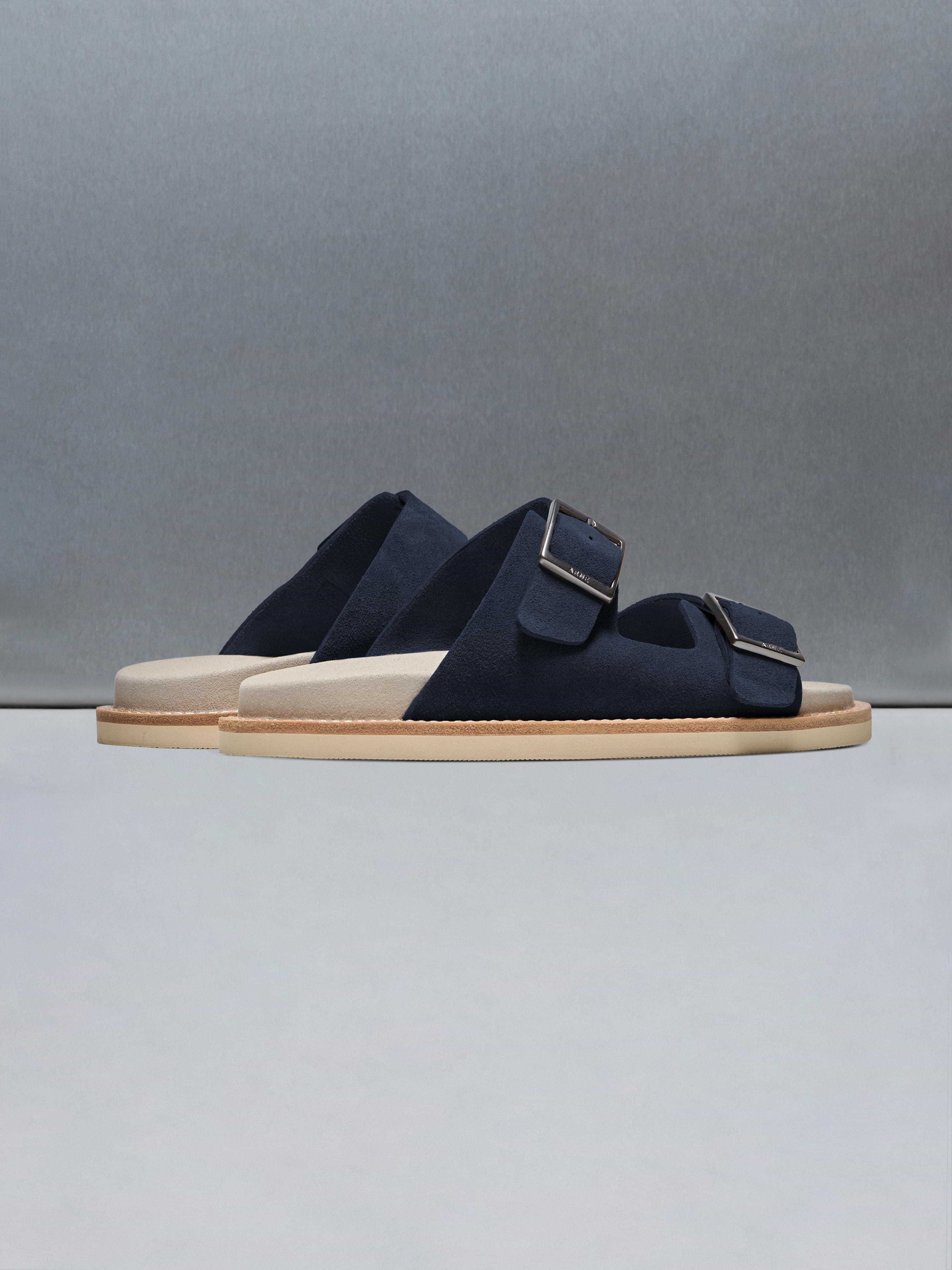 Suede Sandal in Navy