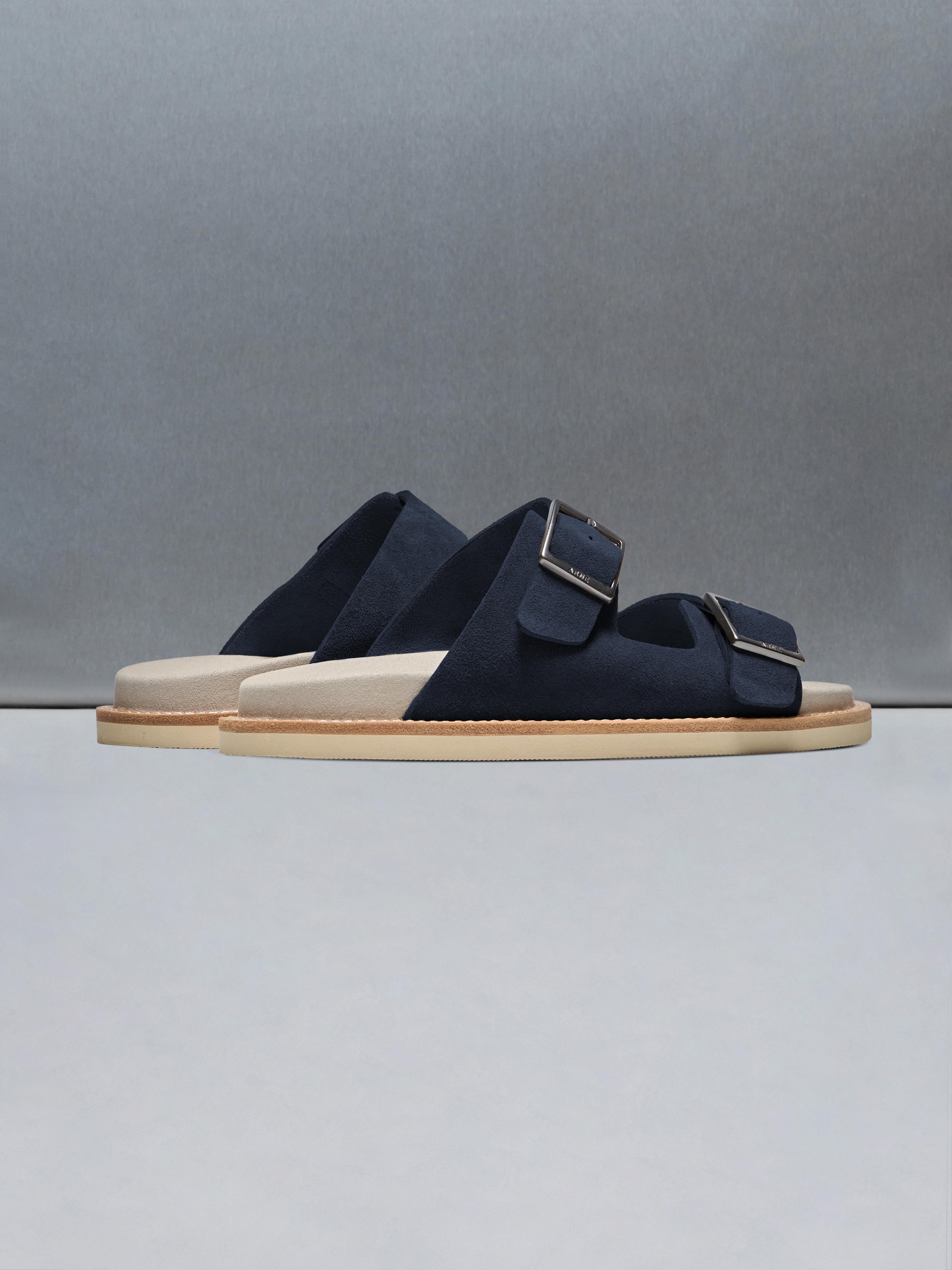 Mens Suede Sandal in Navy