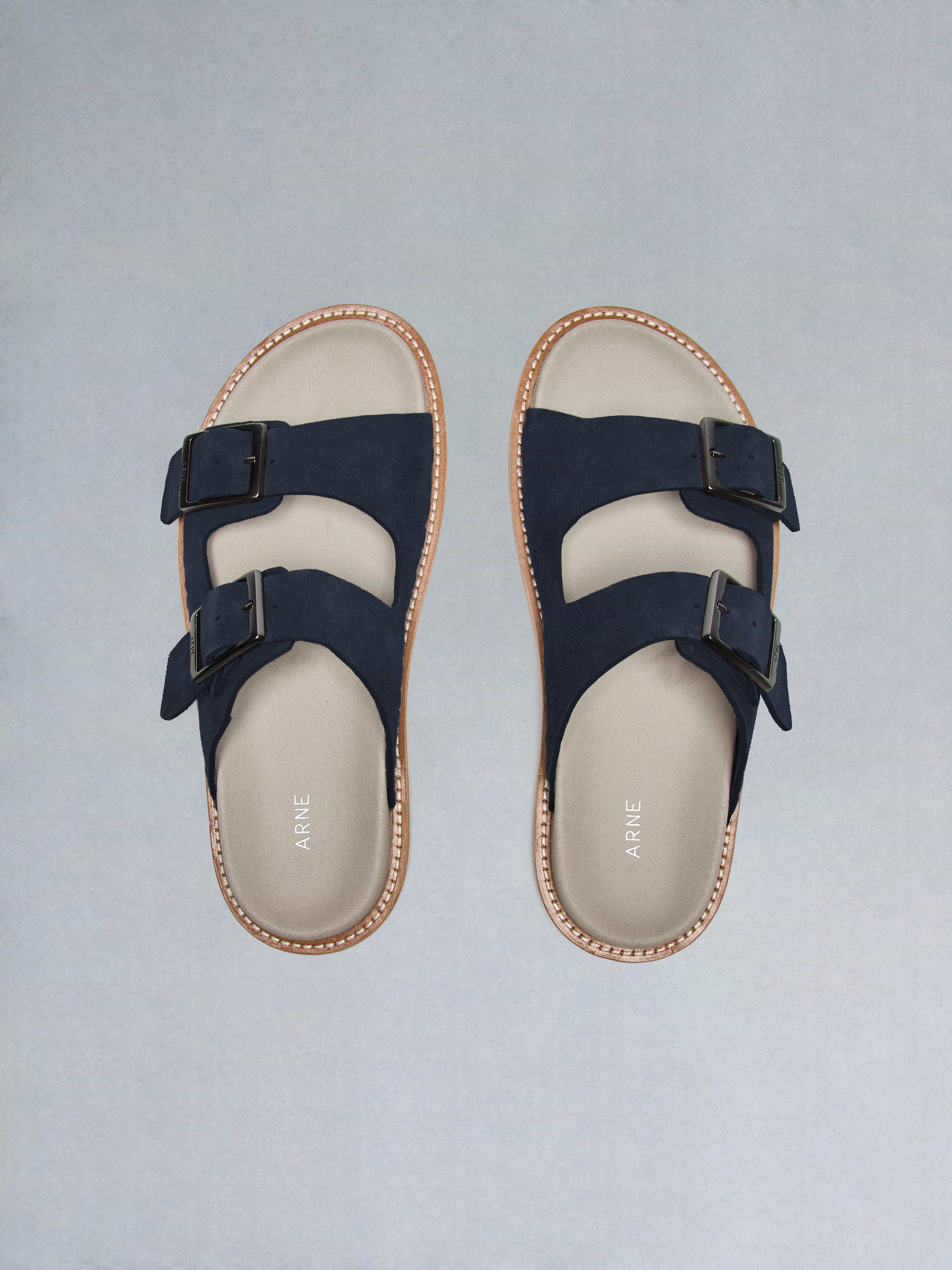 Suede Sandal in Navy
