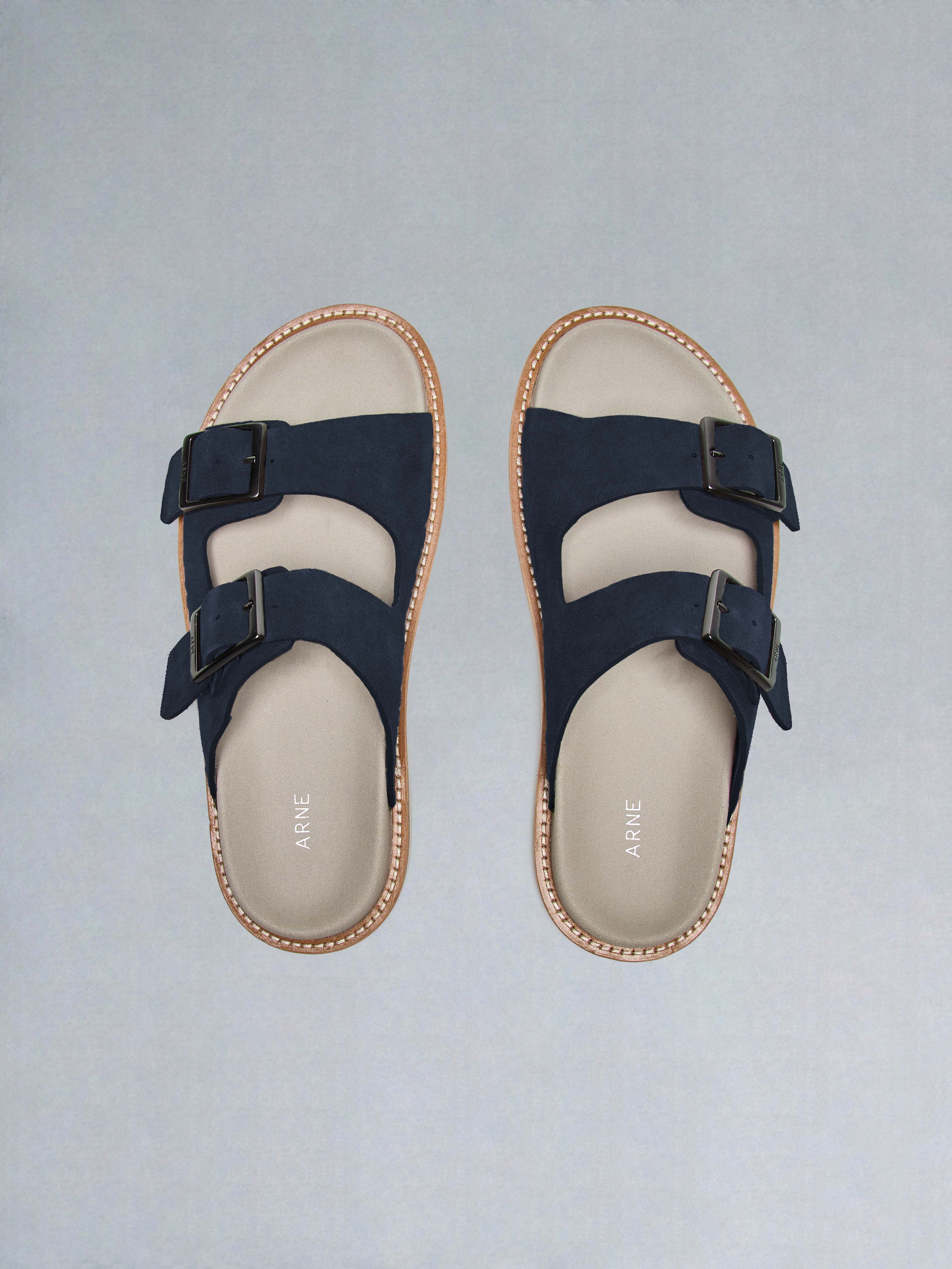 Mens Suede Sandal in Navy