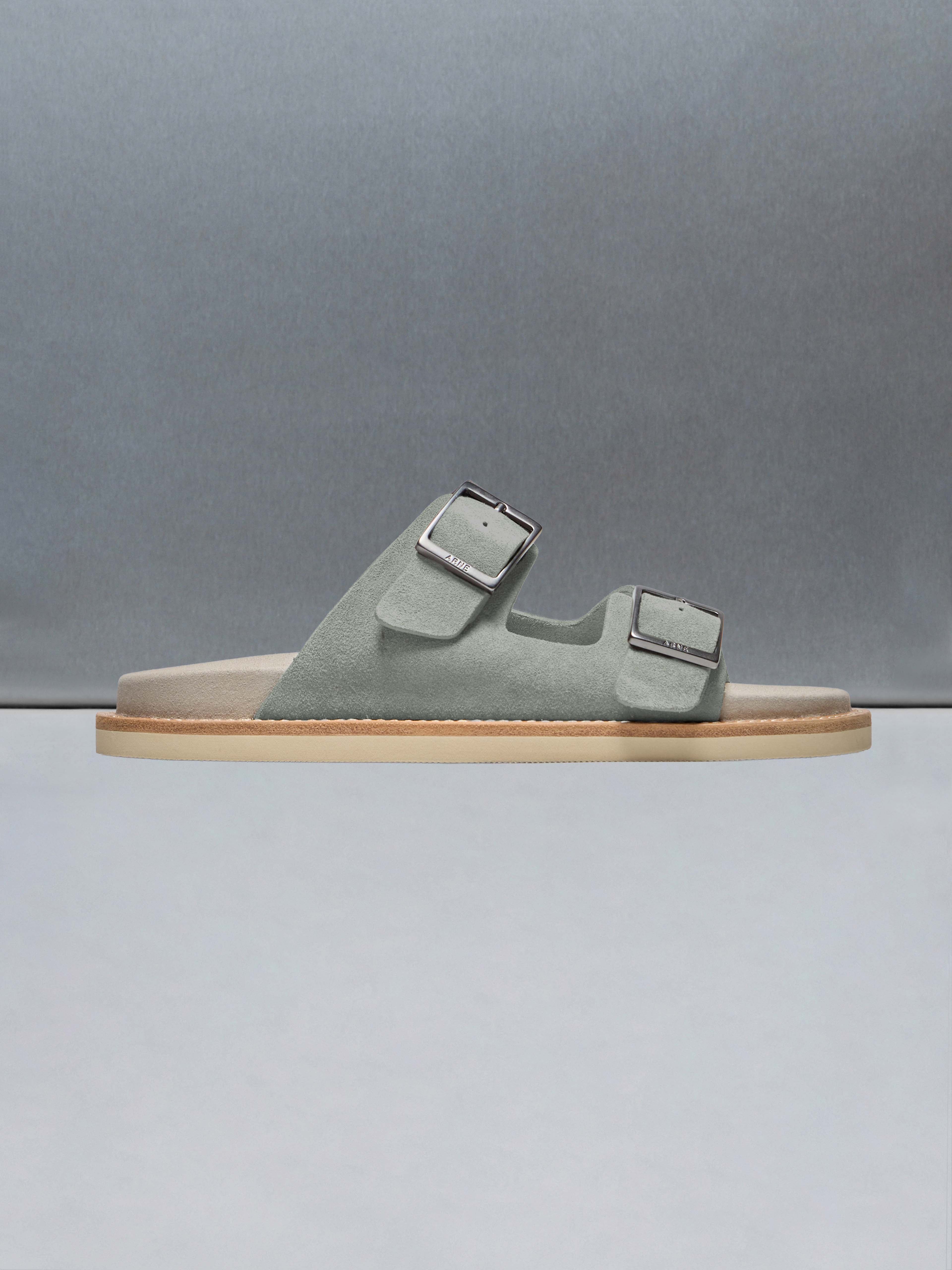 Mens Suede Sandal in Olive
