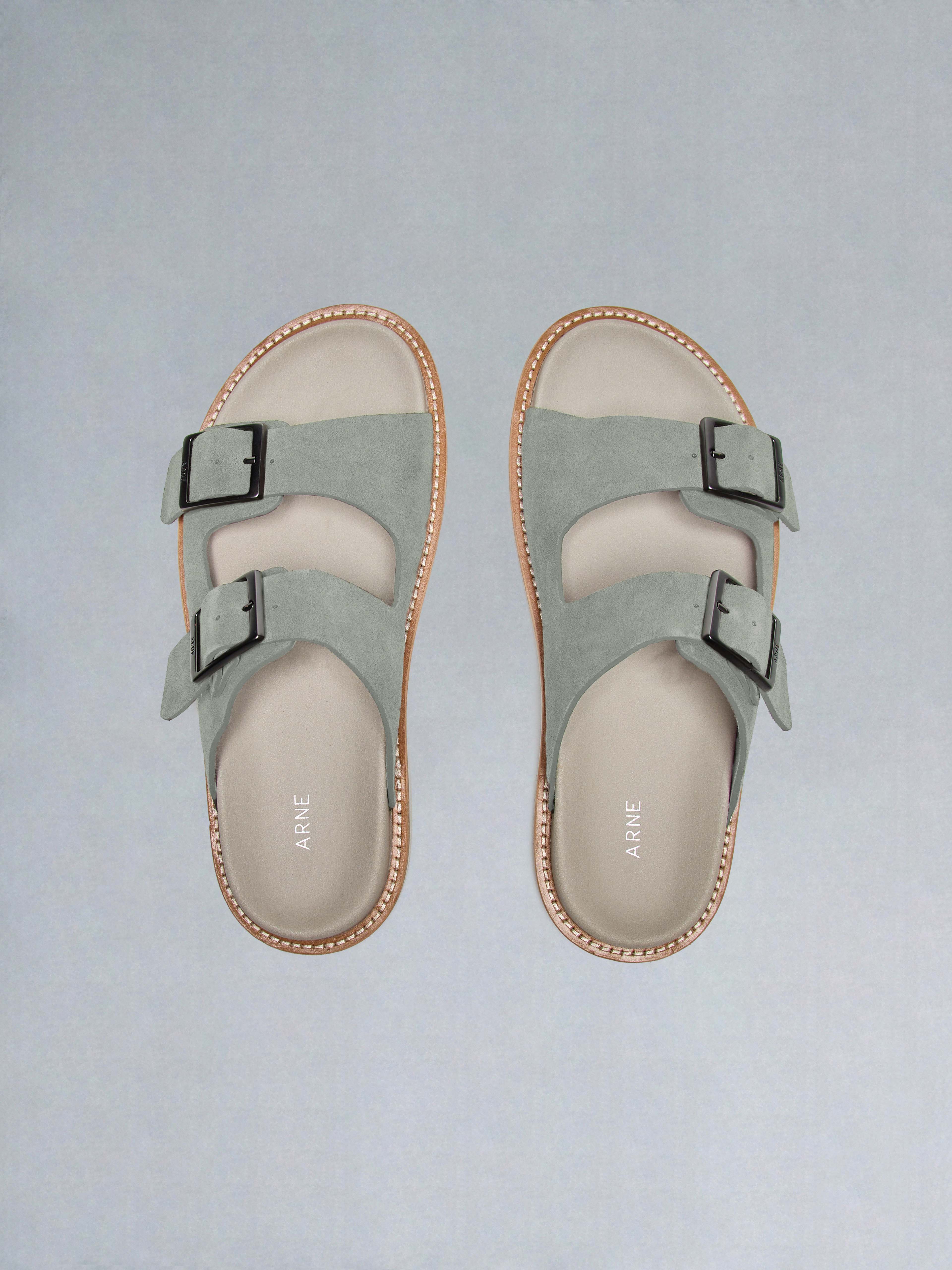 Mens Suede Sandal in Olive