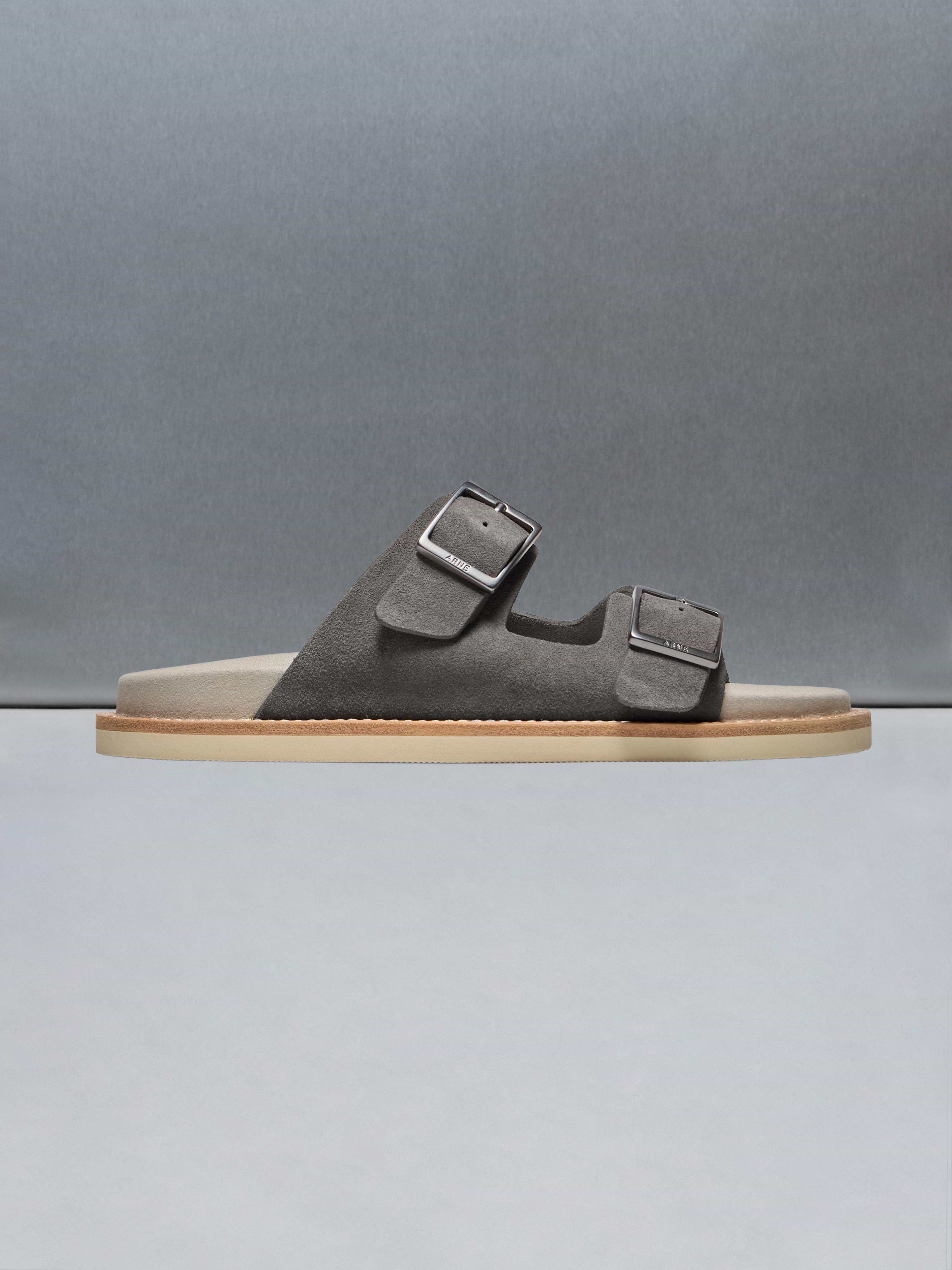 Suede Sandal in Taupe
