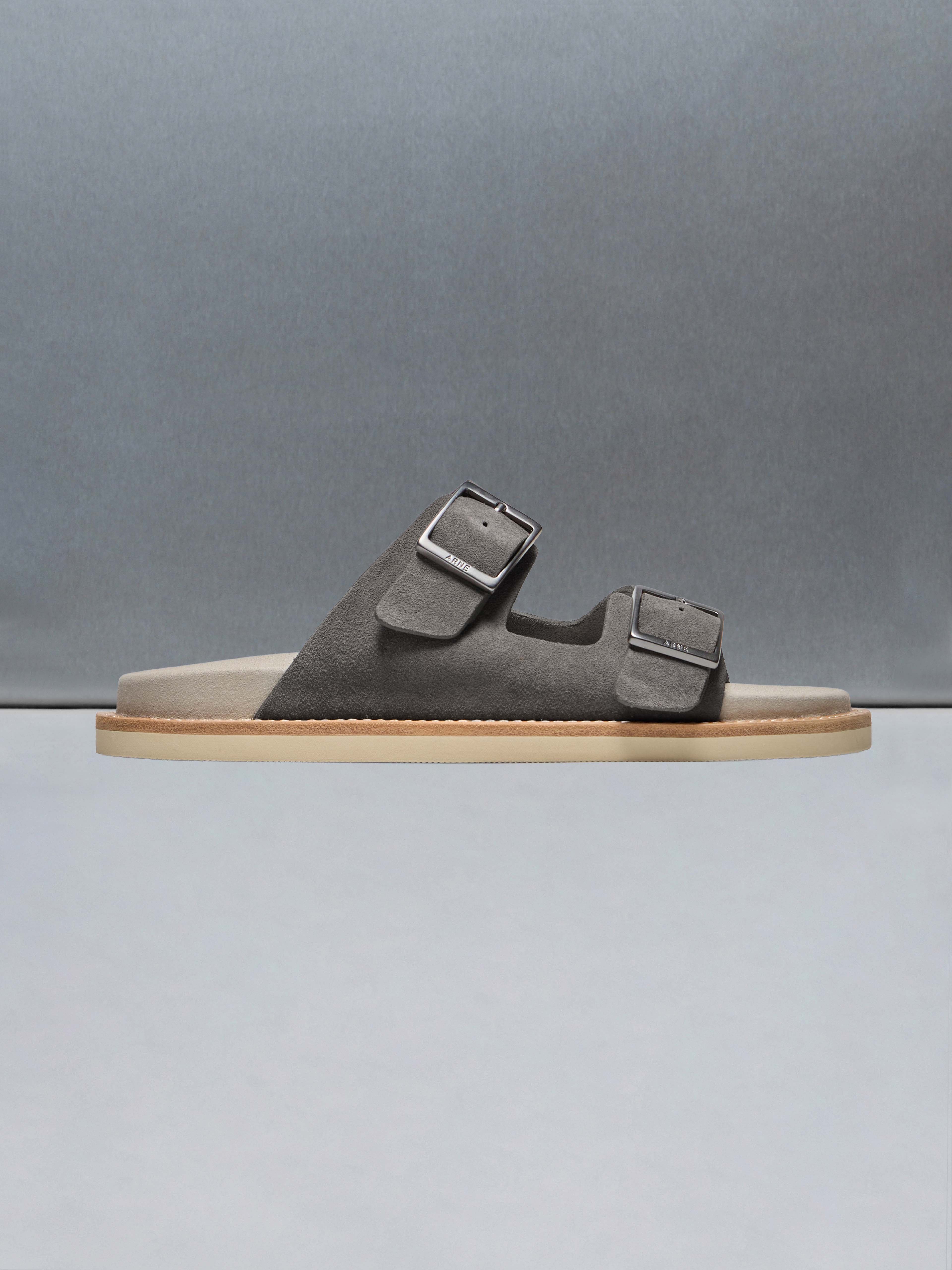 Mens Suede Sandal in Taupe