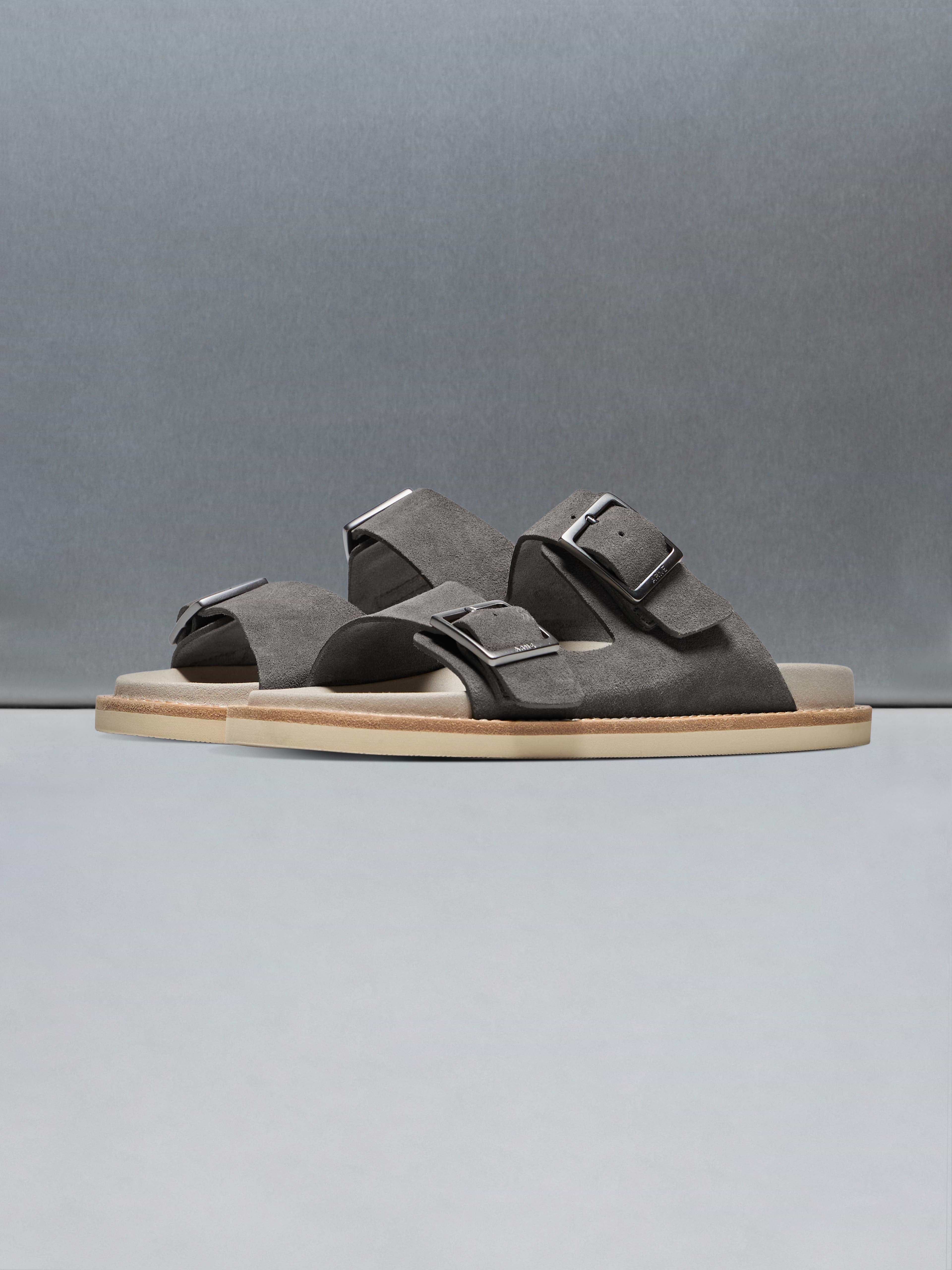 Mens Suede Sandal in Taupe