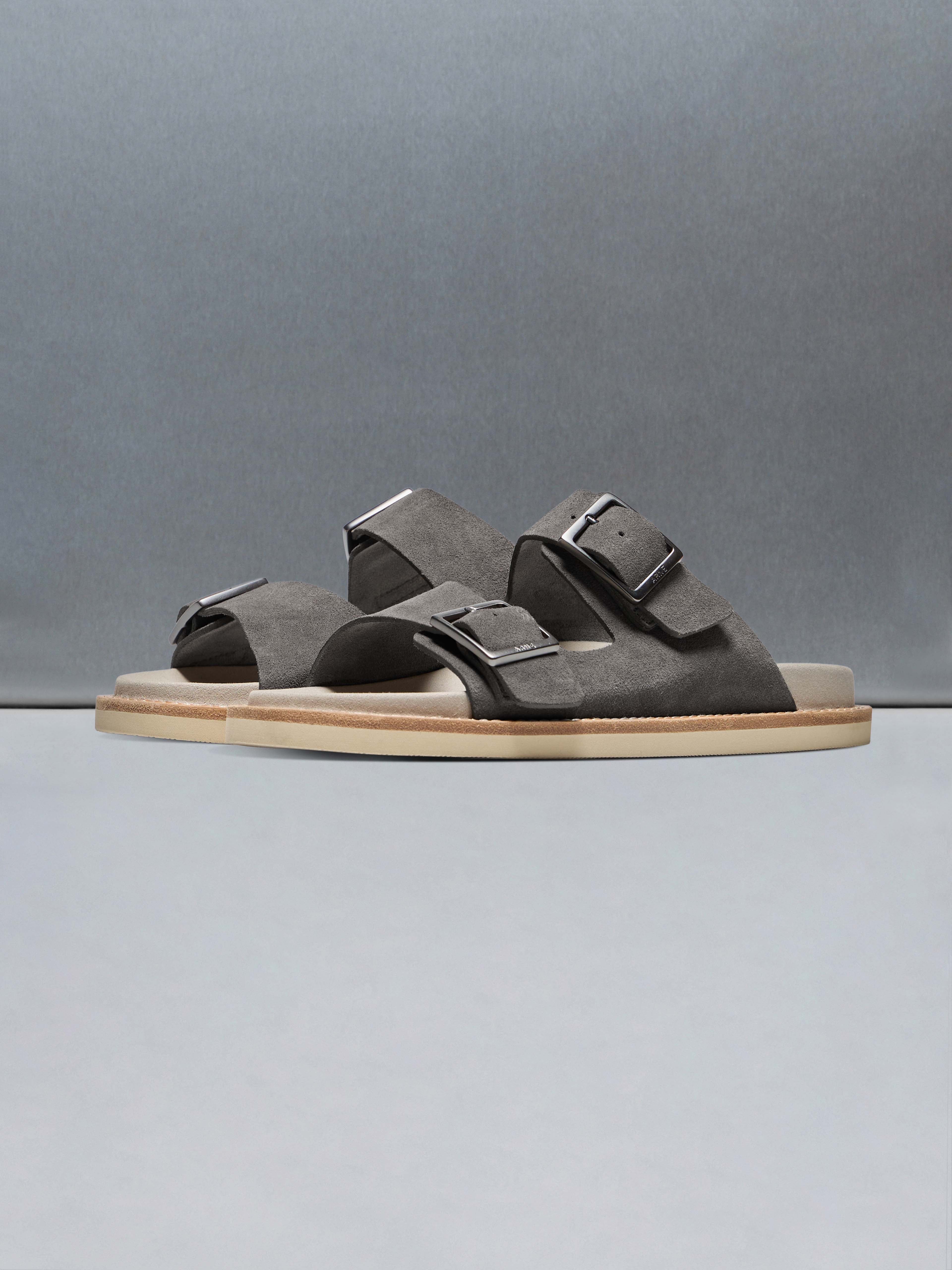 Mens Suede Sandal in Taupe
