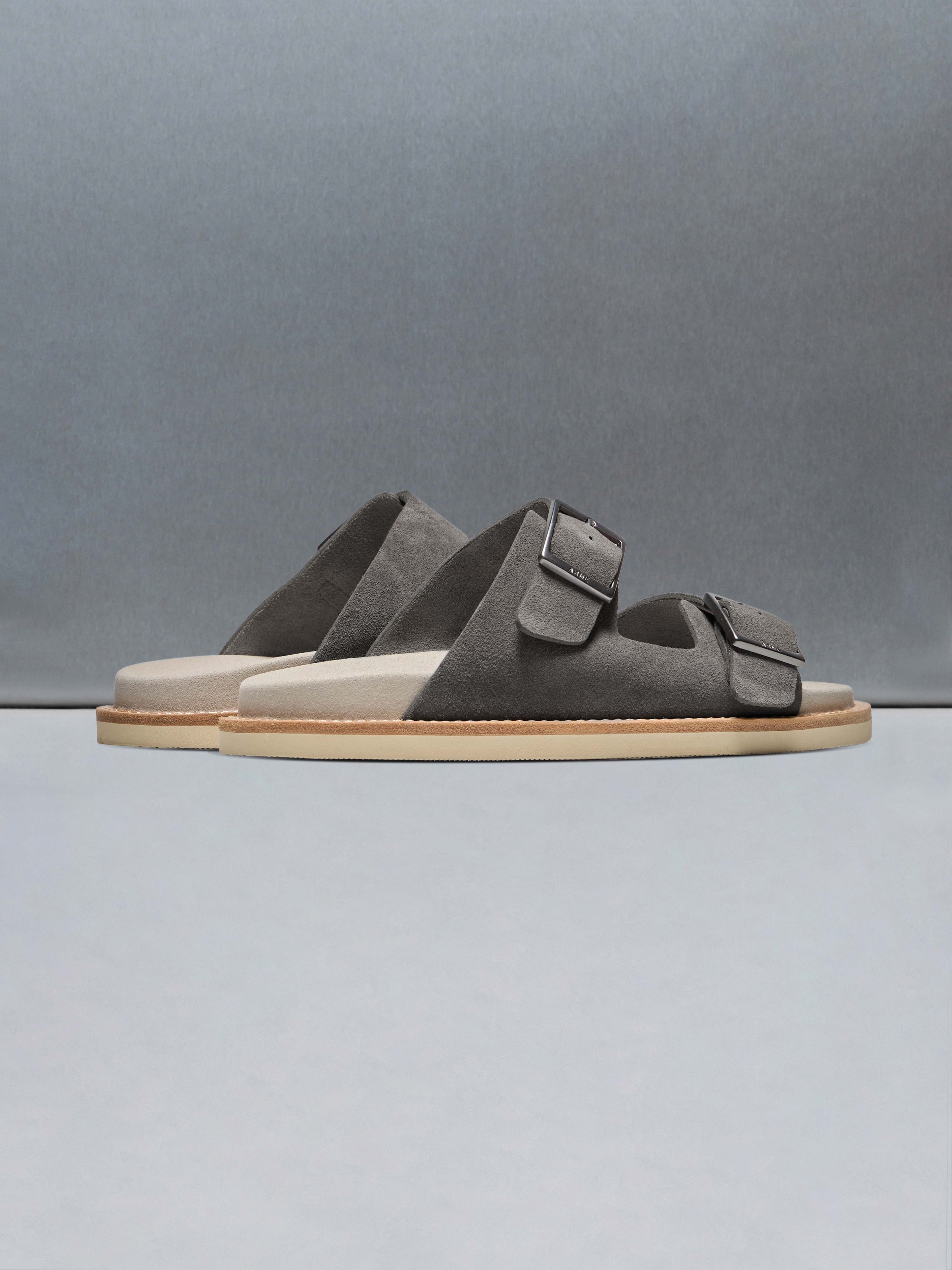 Mens Suede Sandal in Taupe
