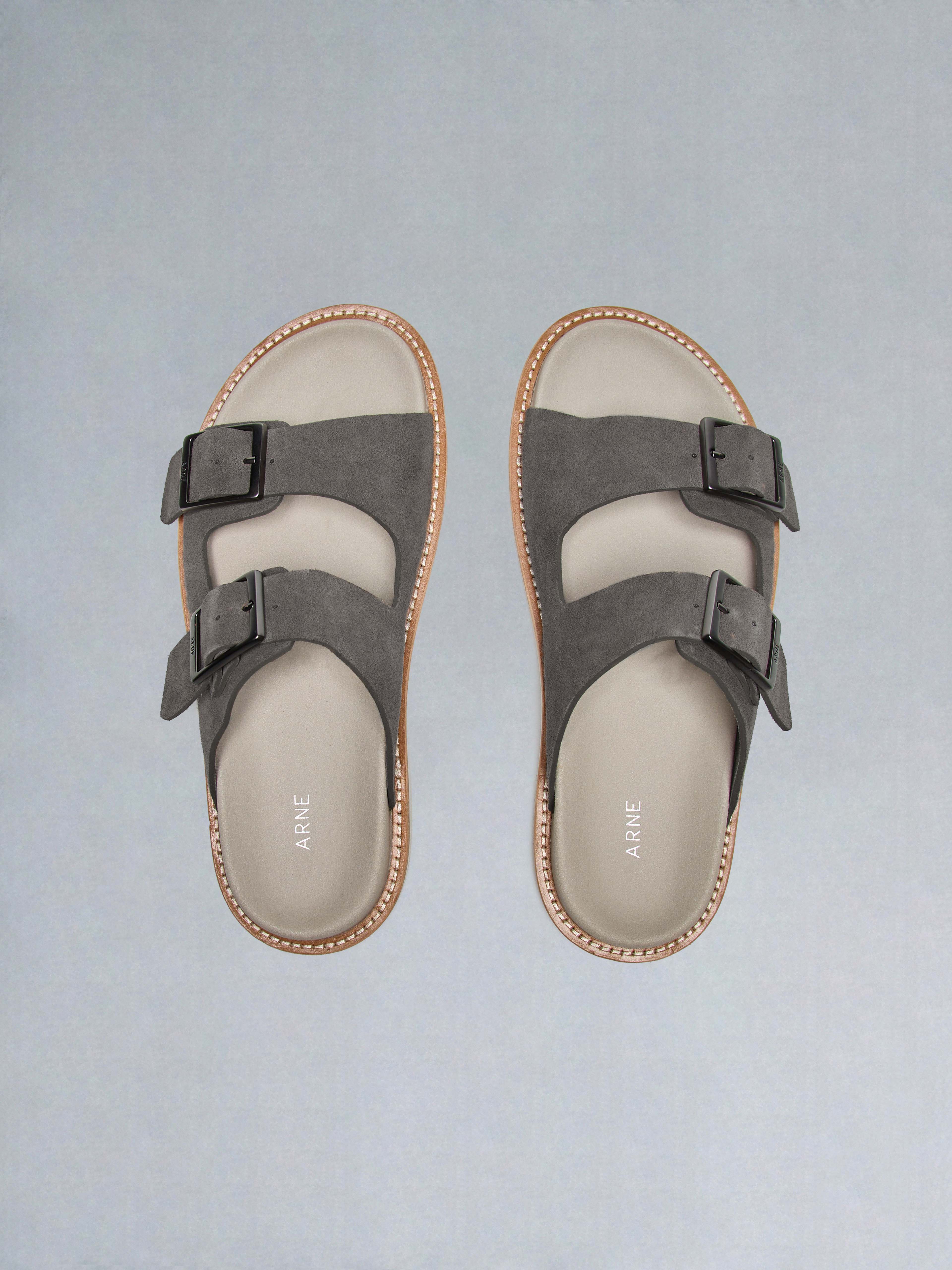Suede Sandal in Taupe