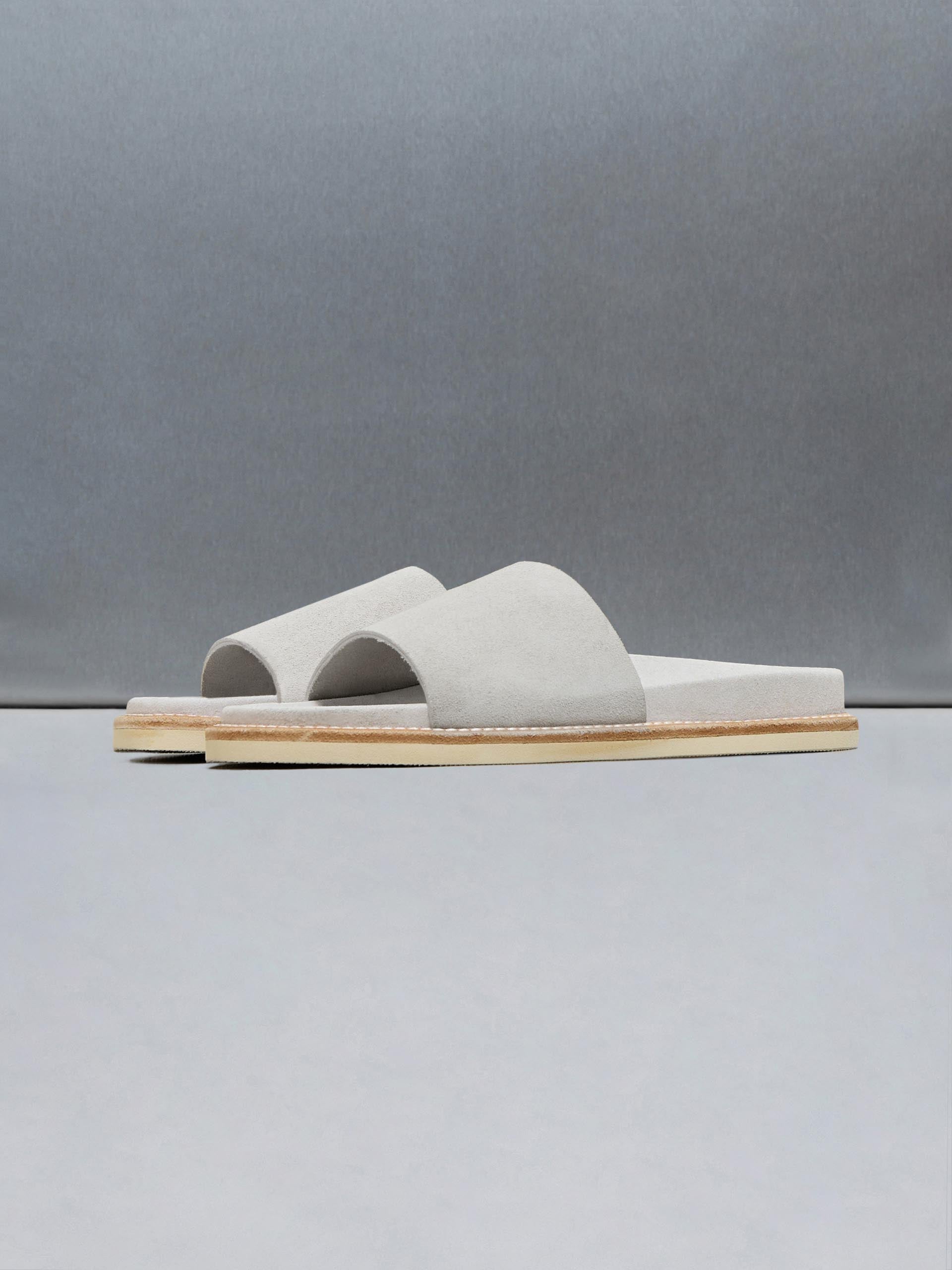 Mens Suede Slides in Grey