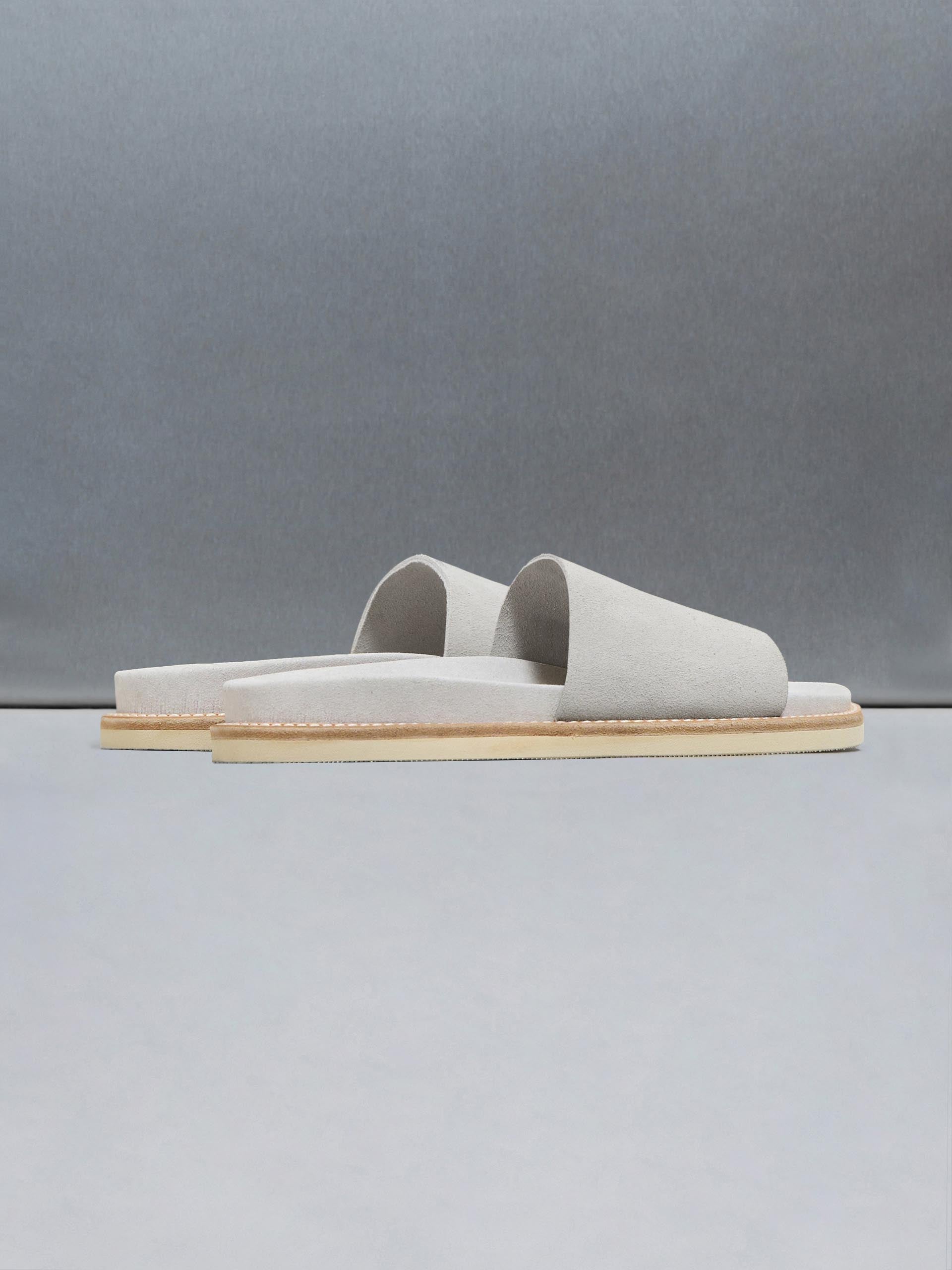 Mens Suede Slides in Grey