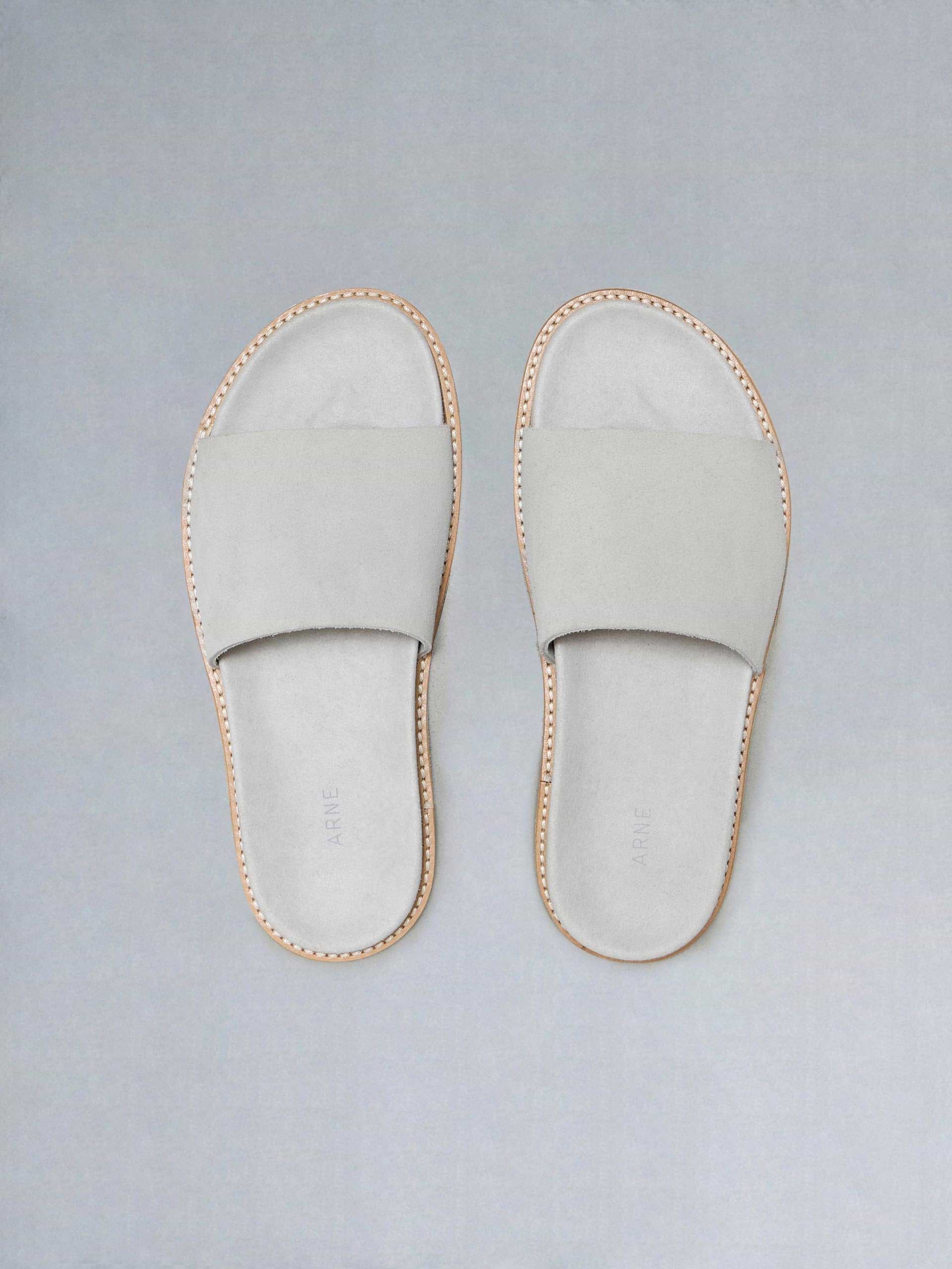 Suede Slides in Grey