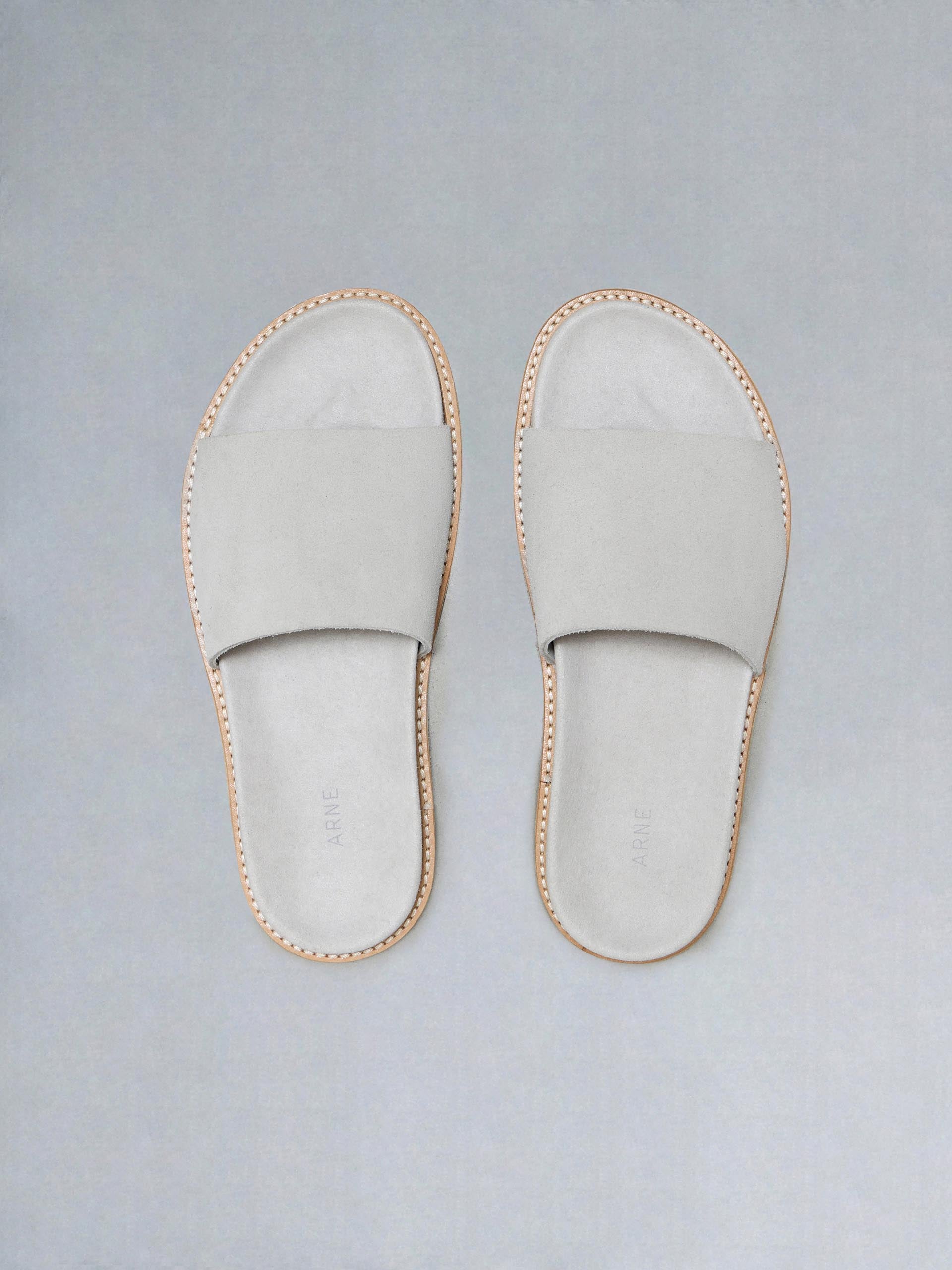Mens Suede Slides in Grey