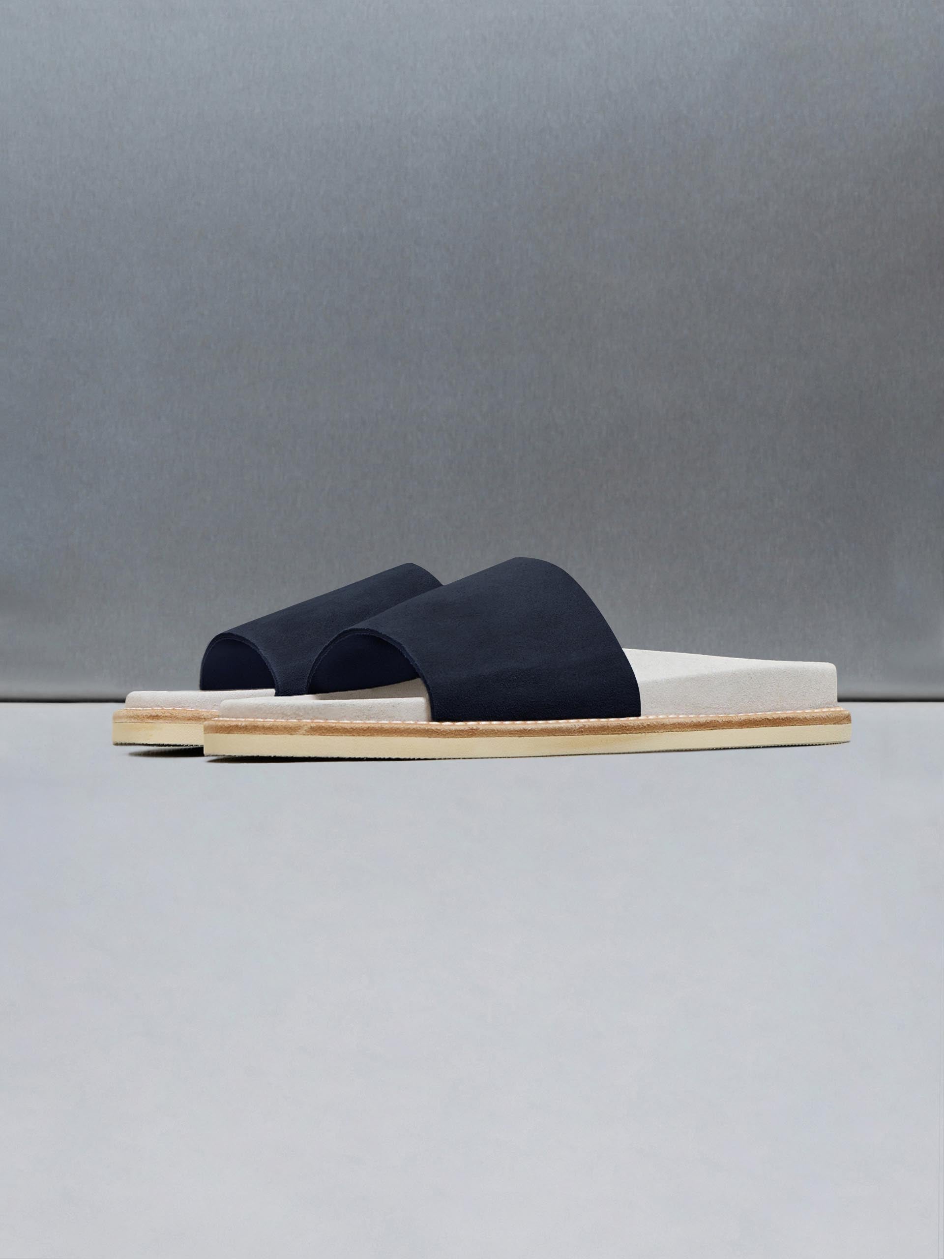 Mens Suede Slides in Navy