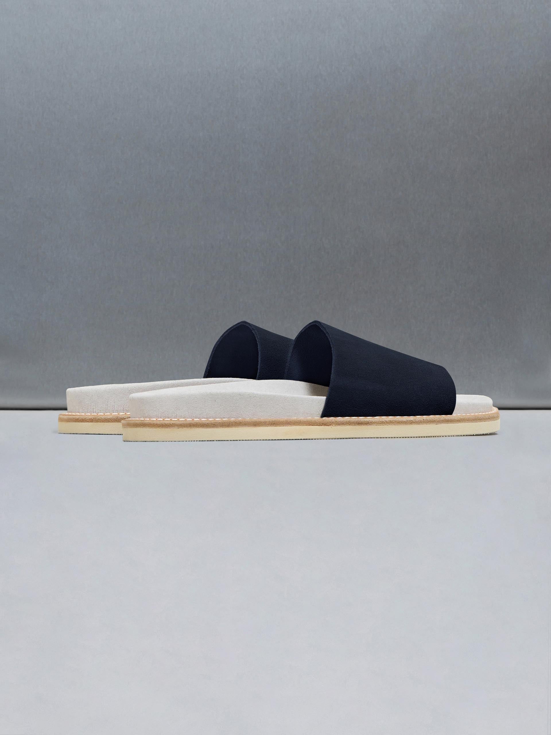 Mens Suede Slides in Navy