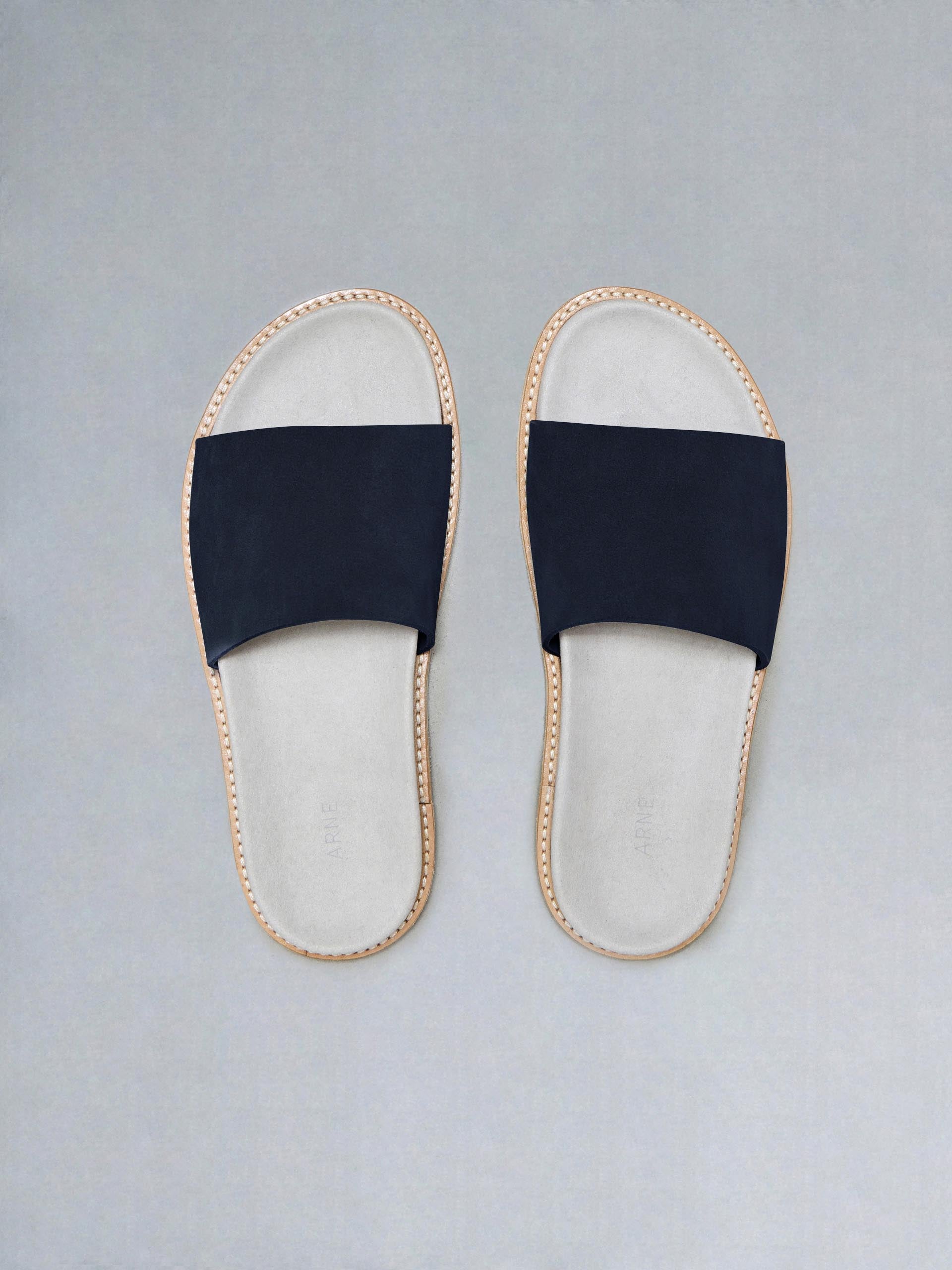 Mens Suede Slides in Navy