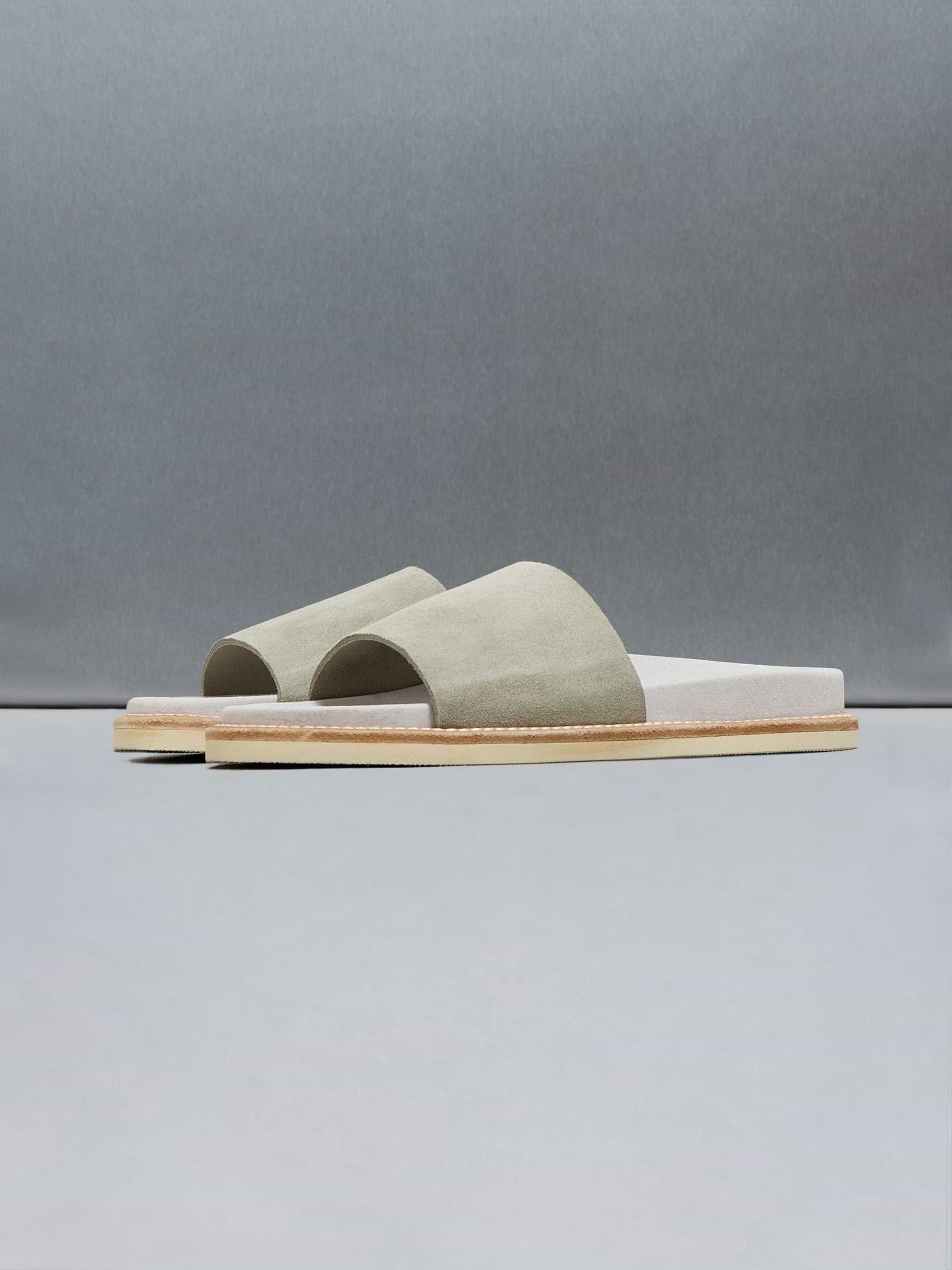 Suede Slides in Olive