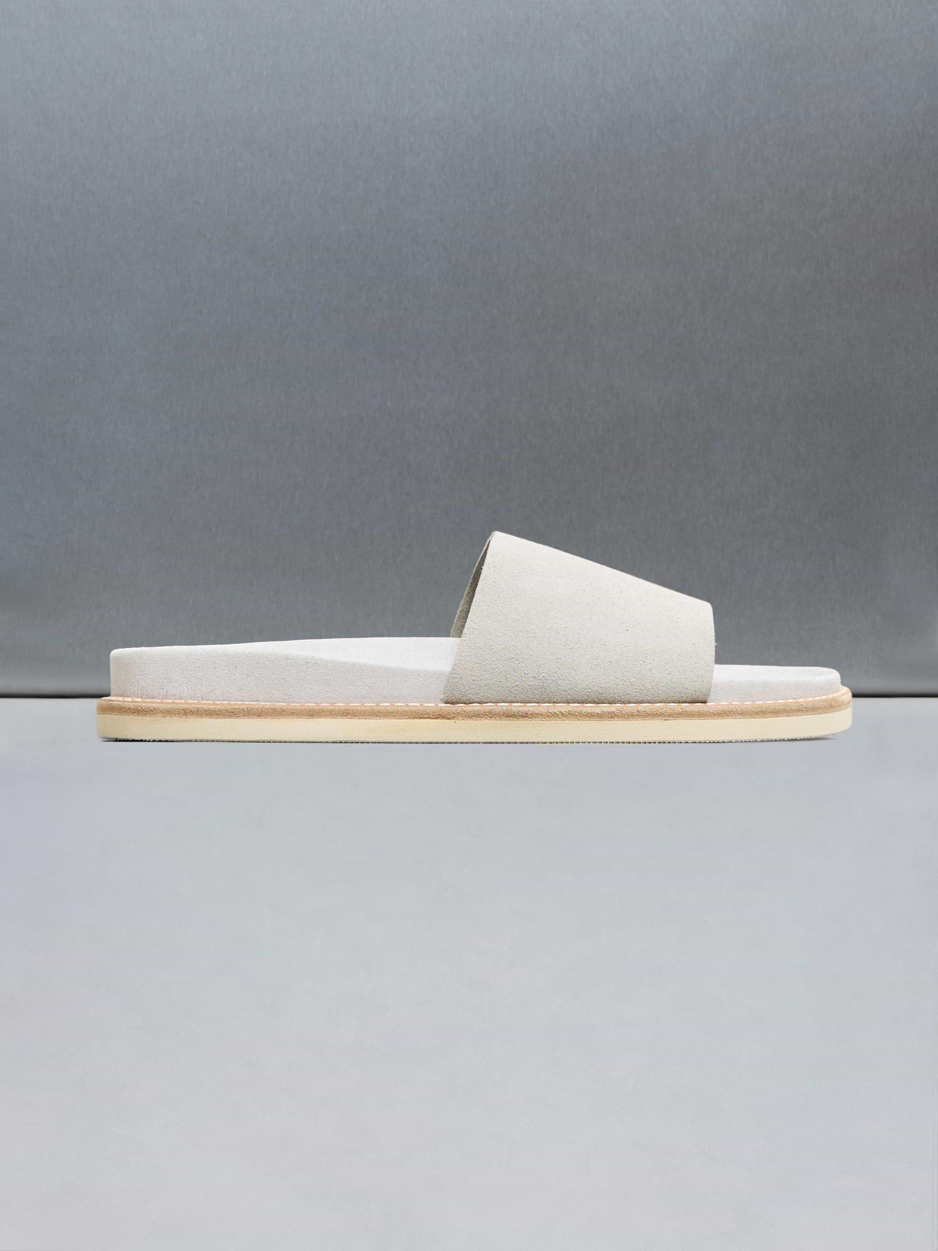 Suede Slides in Stone