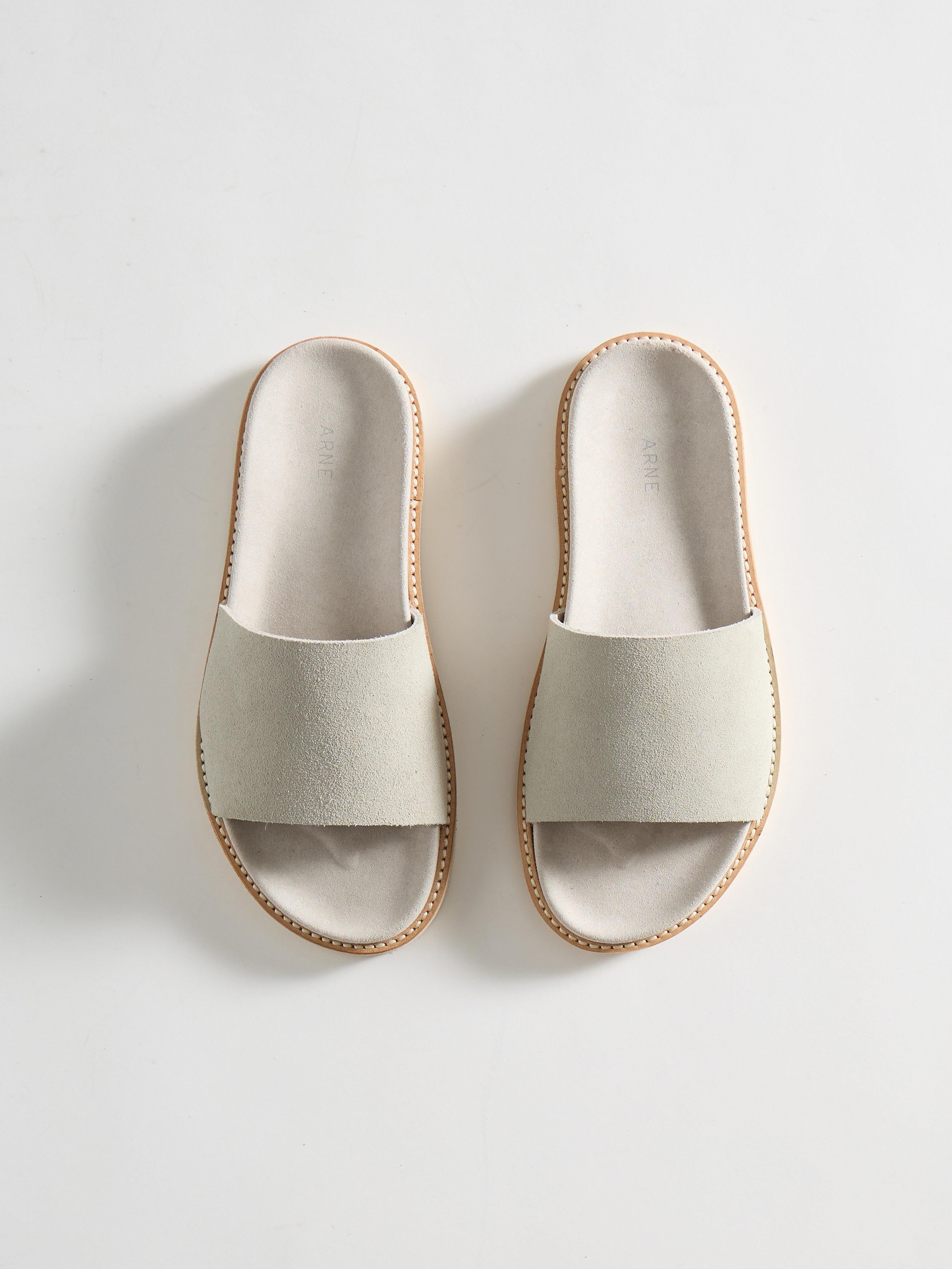 Mens Suede Slides in Stone