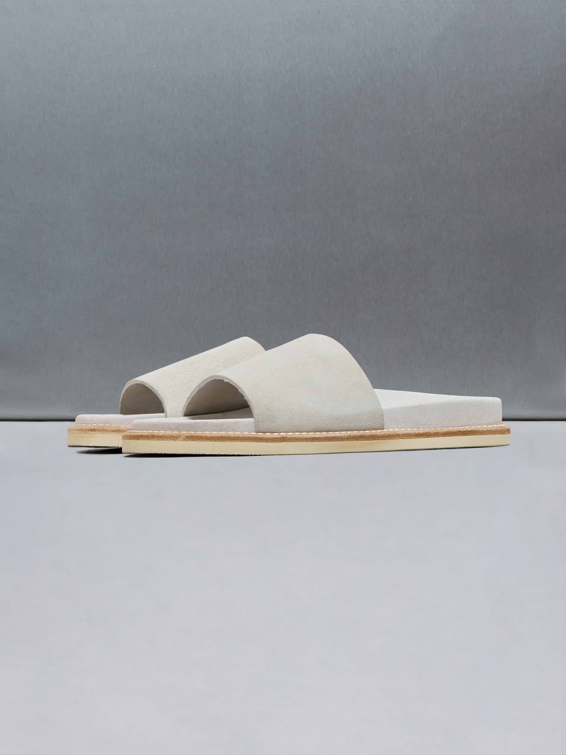 Suede Slides in Stone