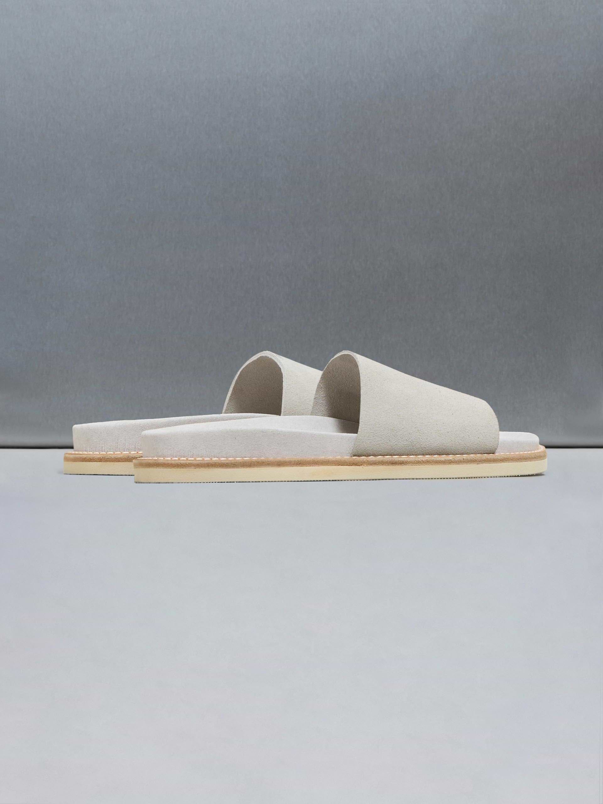 Suede Slides in Stone