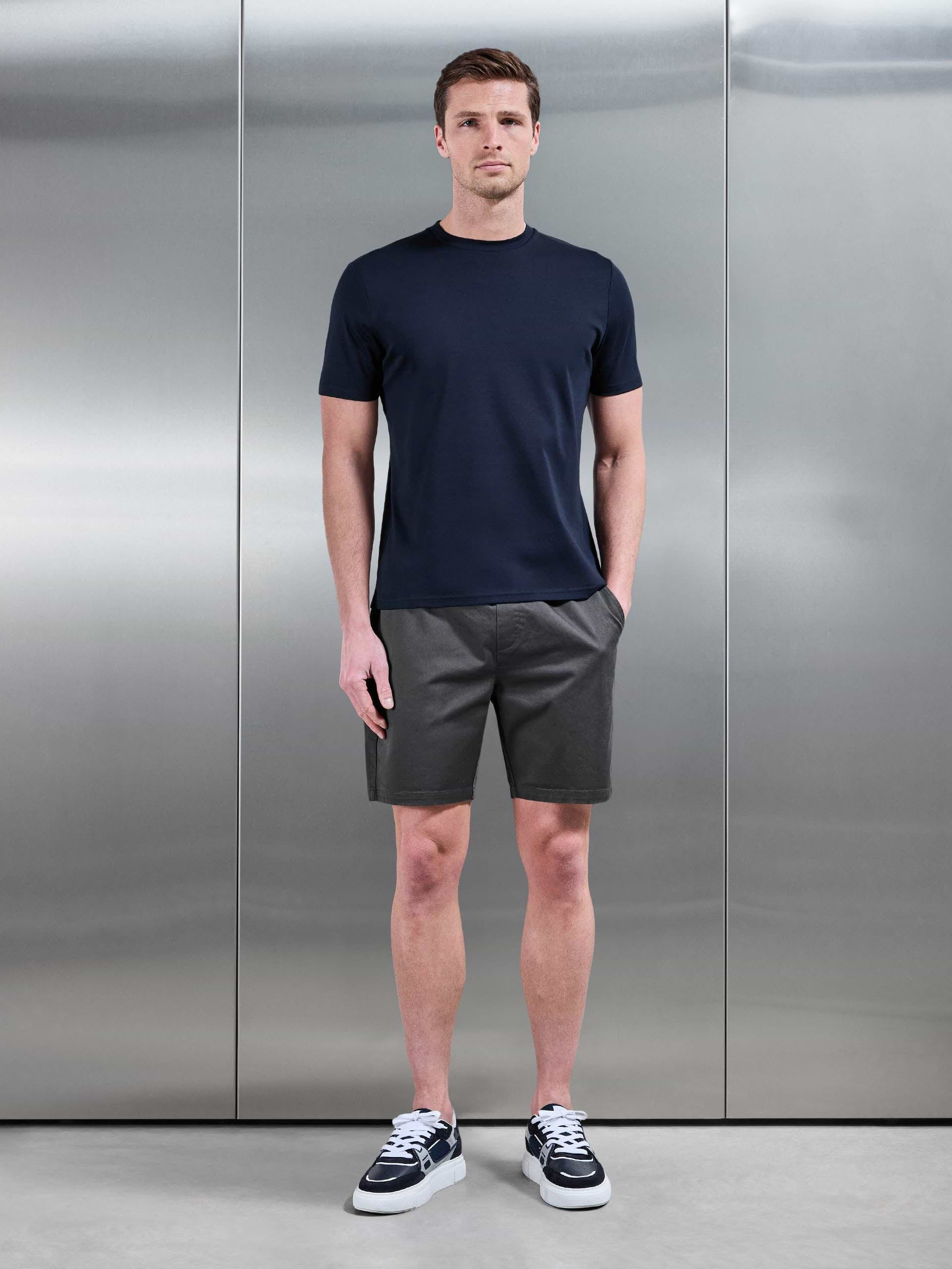 Mens Tailored Chino Drawstring Short in Grey
