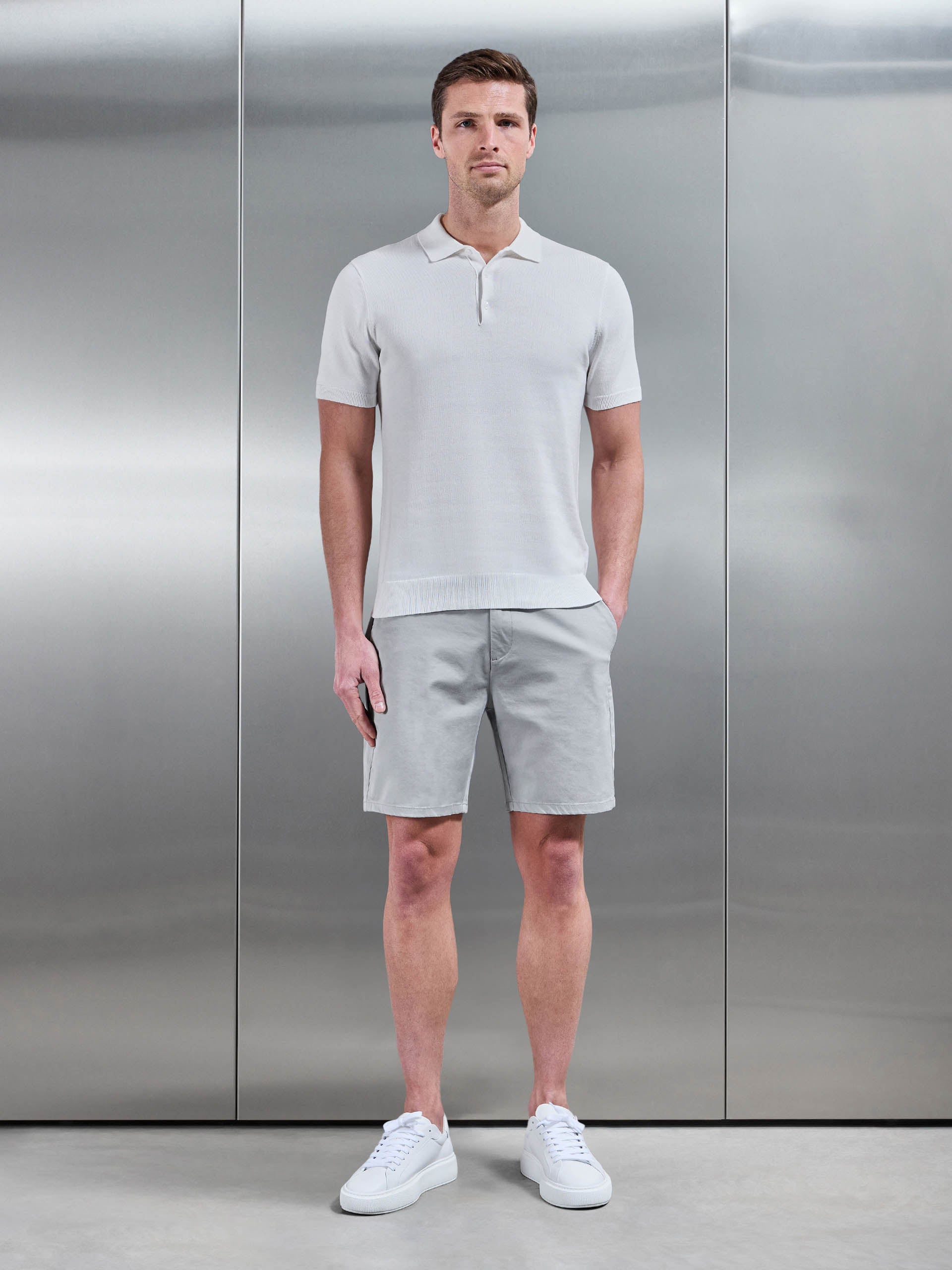 Mens Tailored Chino Short in Mid Grey