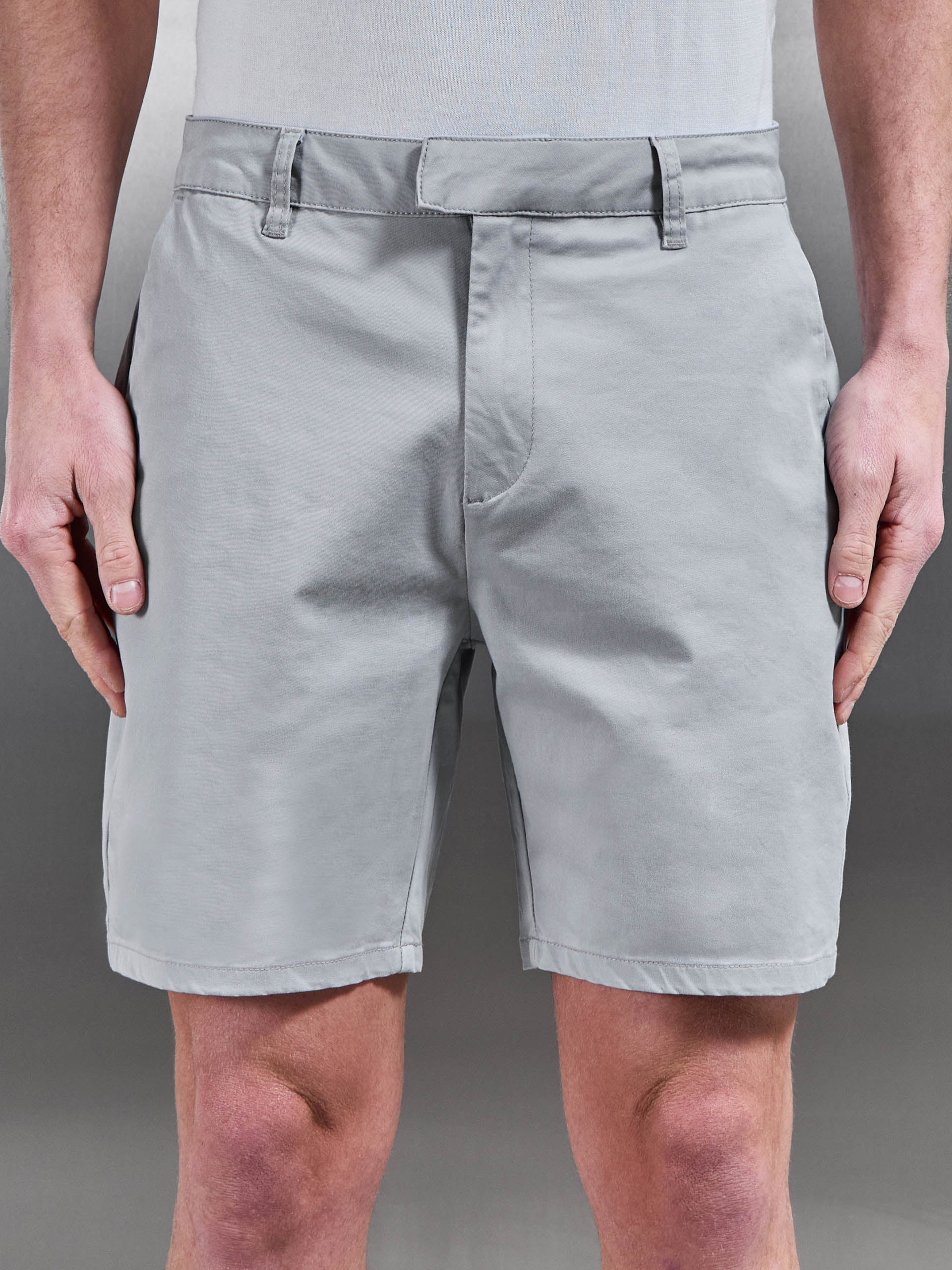 Mens Tailored Chino Short in Mid Grey
