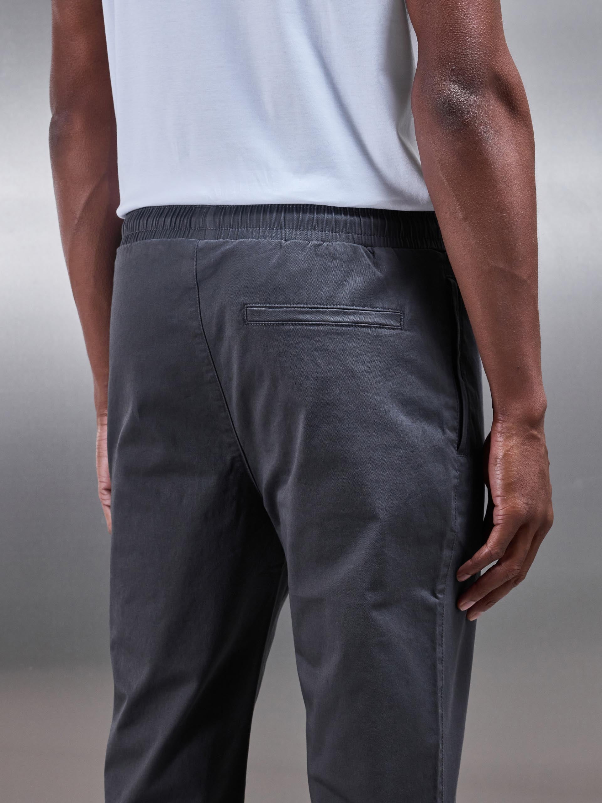 Mens Tailored Drawstring Chino Trouser in Grey