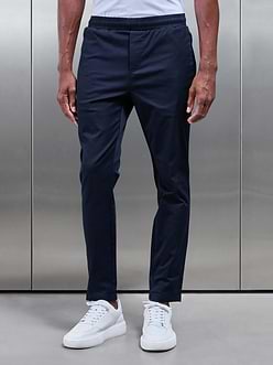 Mens Tailored Drawstring Chino Trouser in Navy