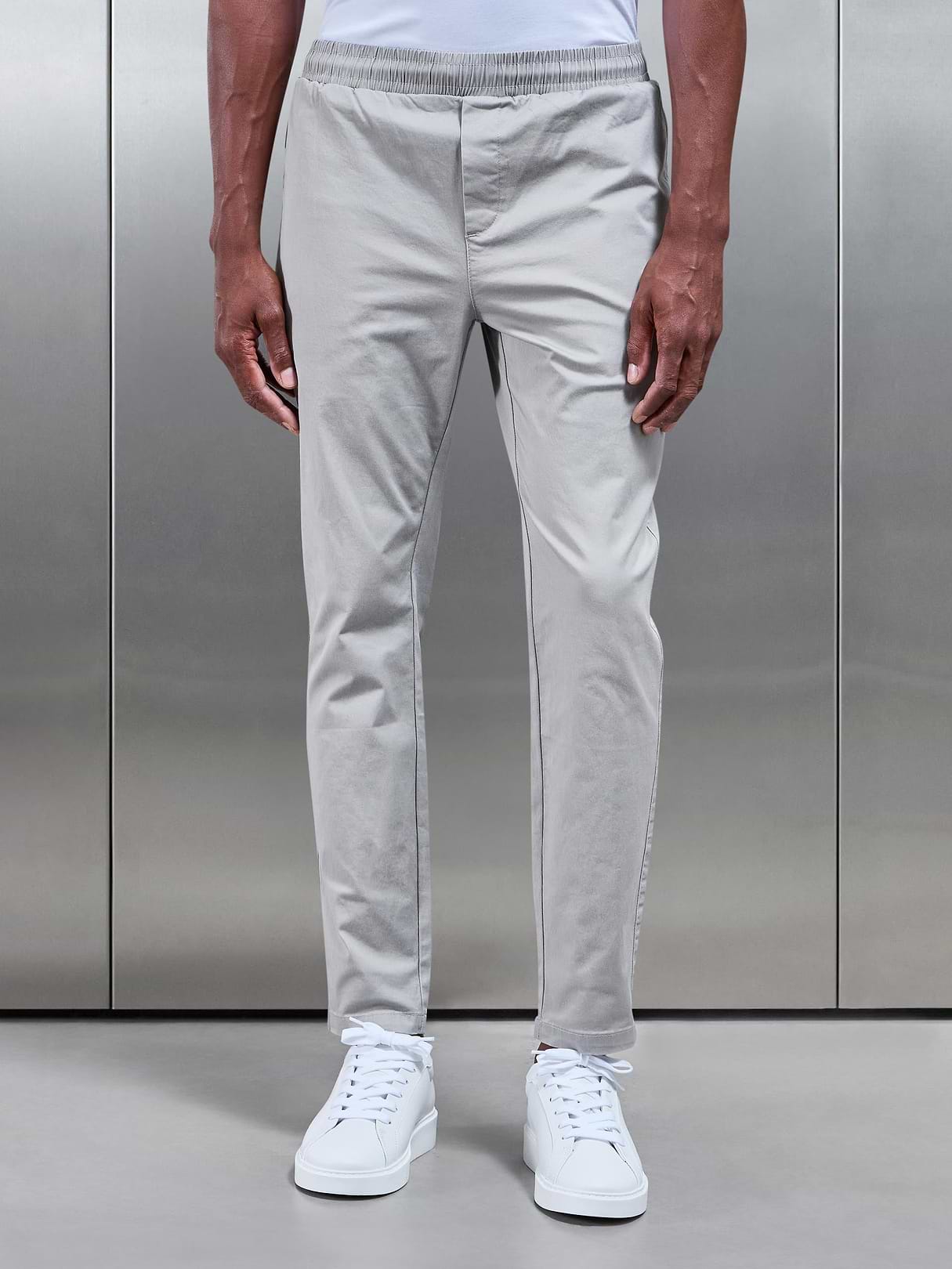 Tailored Drawstring Chino Trouser in Stone | ARNE US