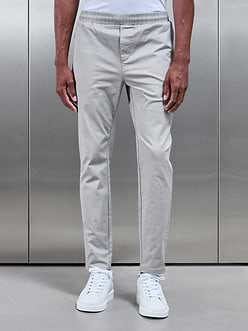 Mens Tailored Drawstring Chino Trouser in Stone