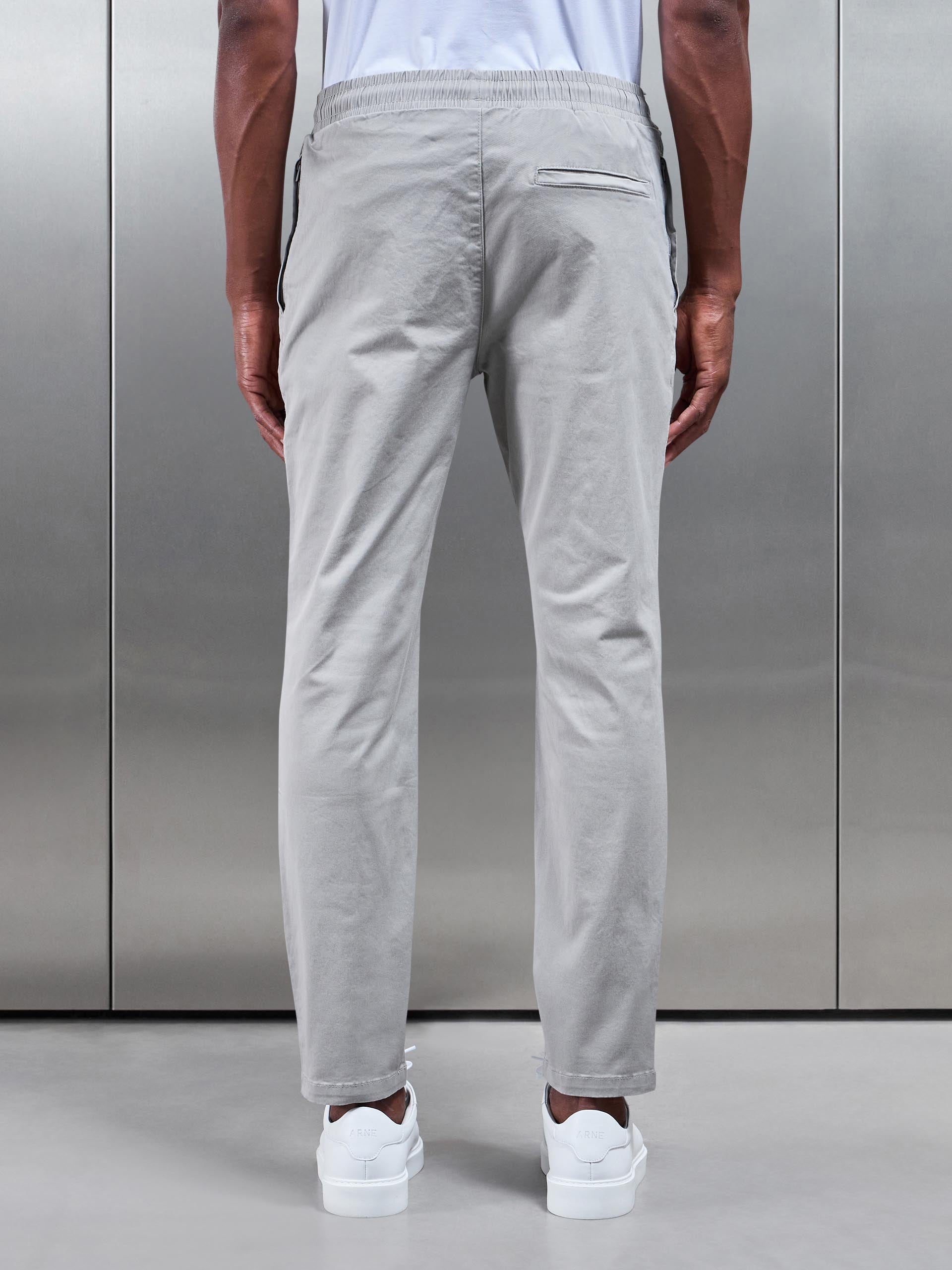 Mens Tailored Drawstring Chino Trouser in Stone