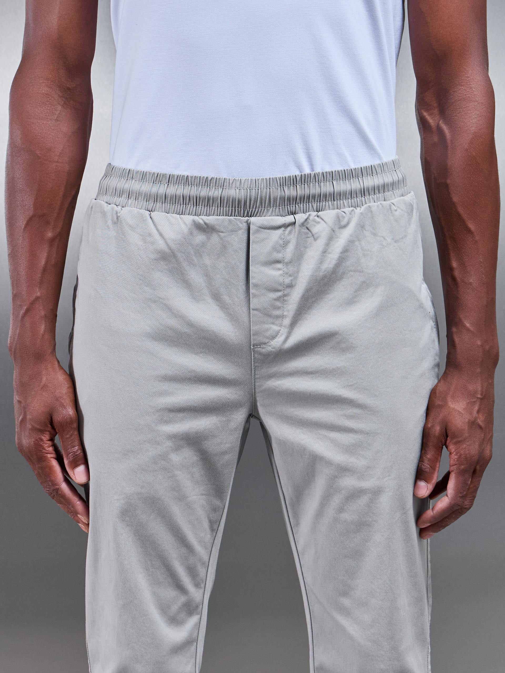 Mens Tailored Drawstring Chino Trouser in Stone