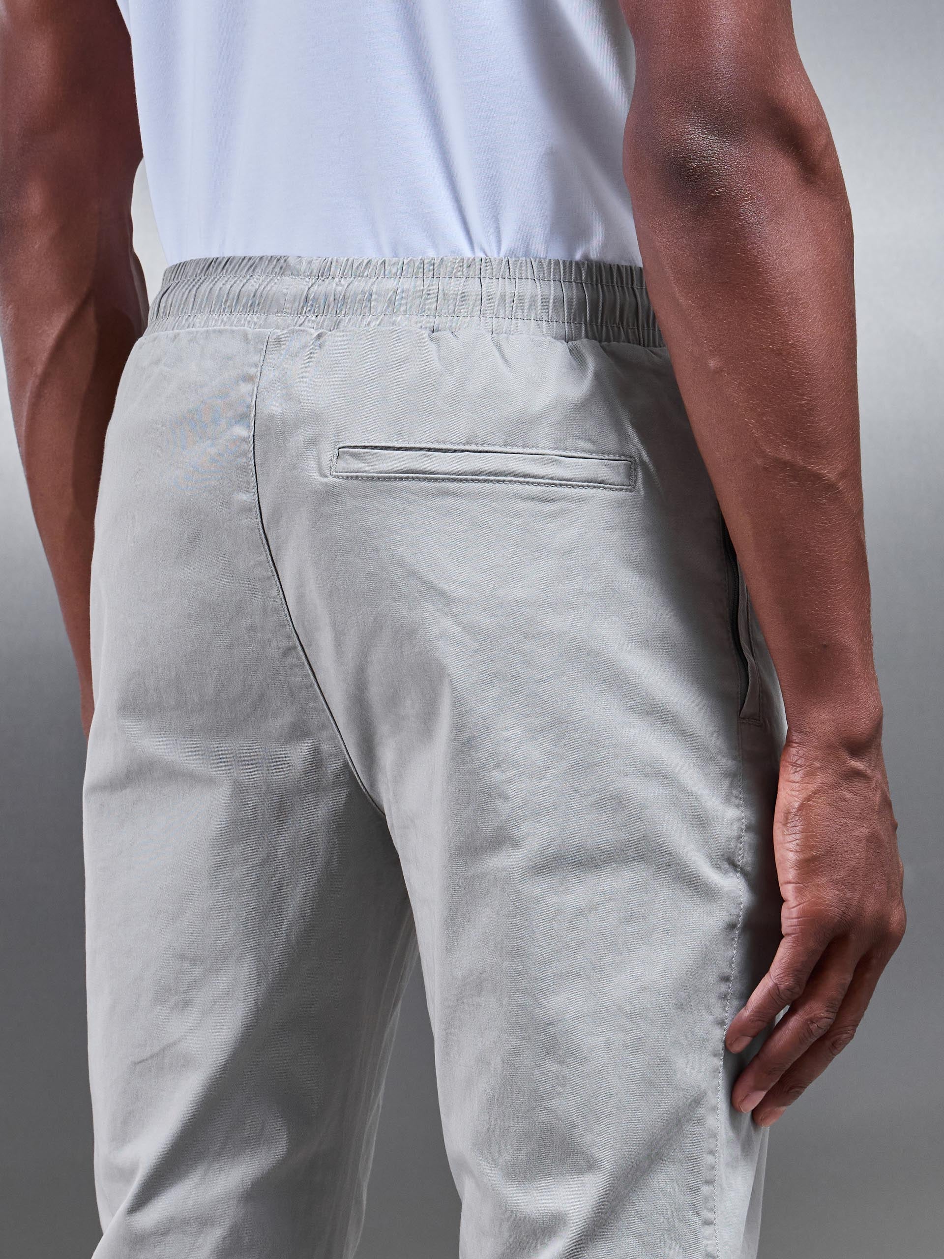 Mens Tailored Drawstring Chino Trouser in Stone