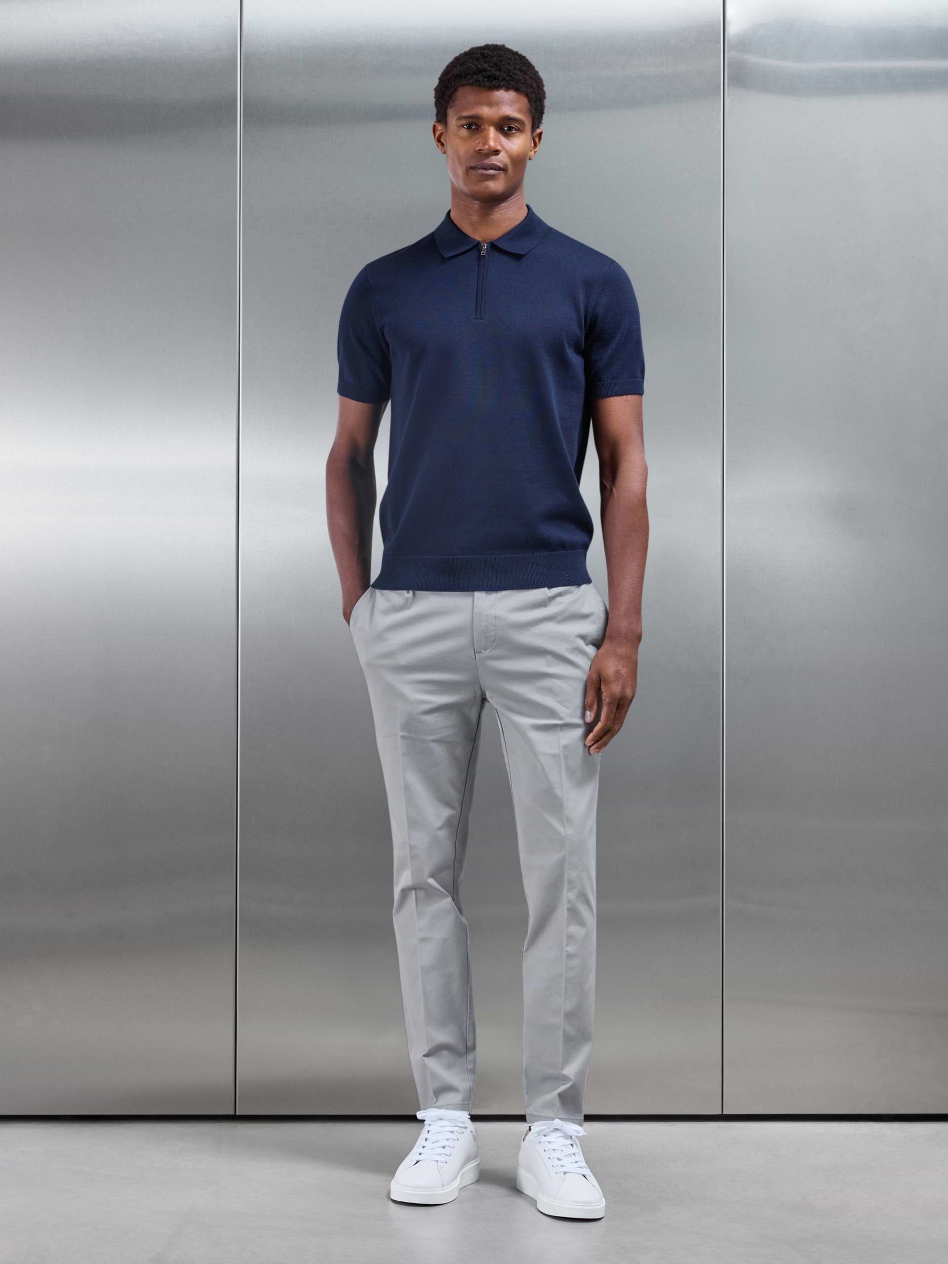 Mens Tailored Side Adjuster Chino Trouser in Mid Grey